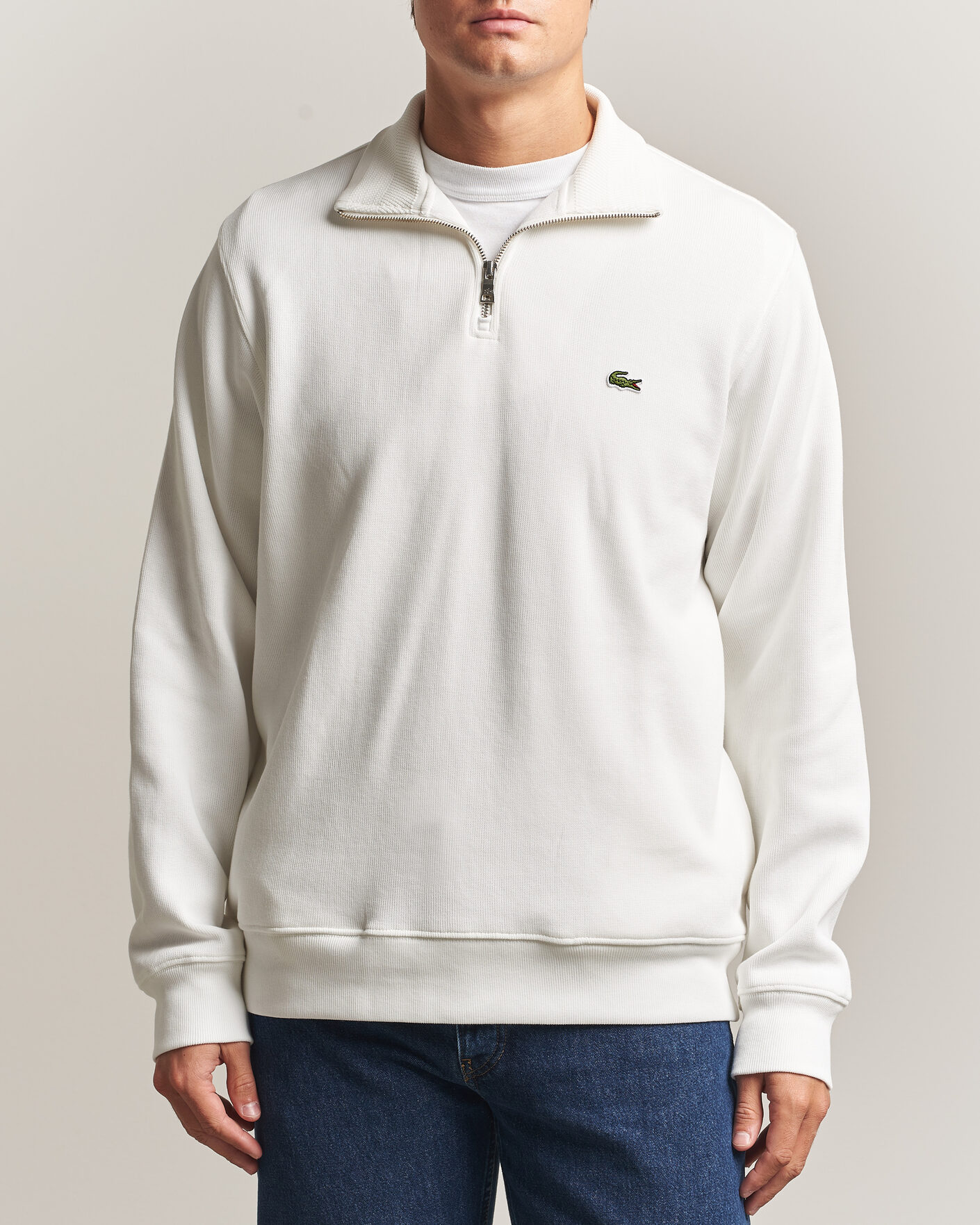Herre | Trøjer | Lacoste | Rib Interlock Half Zip Flour