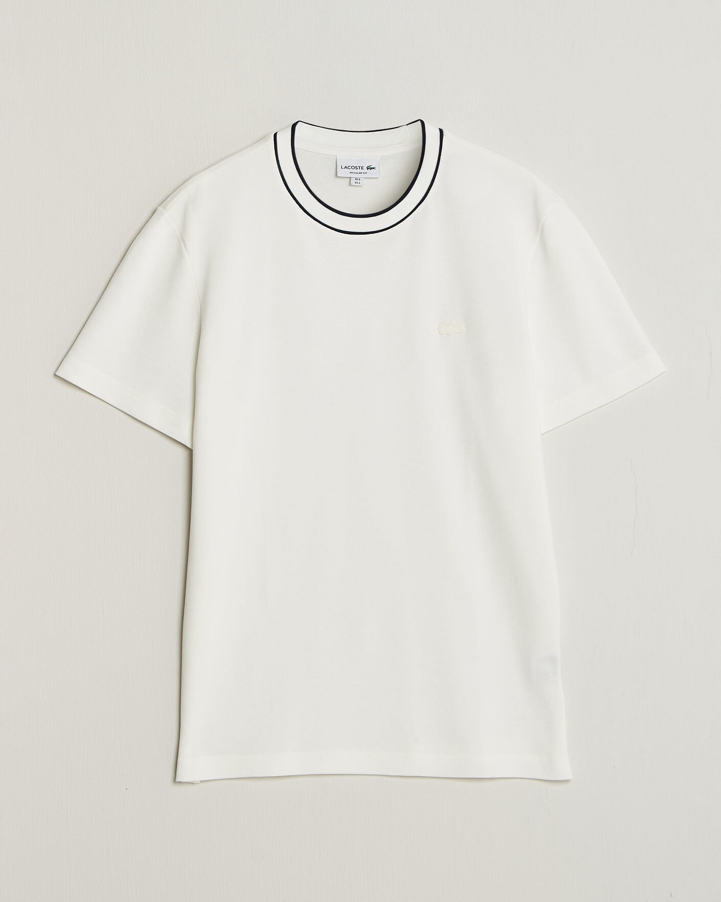 Herre | T-Shirts | Lacoste | Contrast Rib Piqué T-Shirt Flour