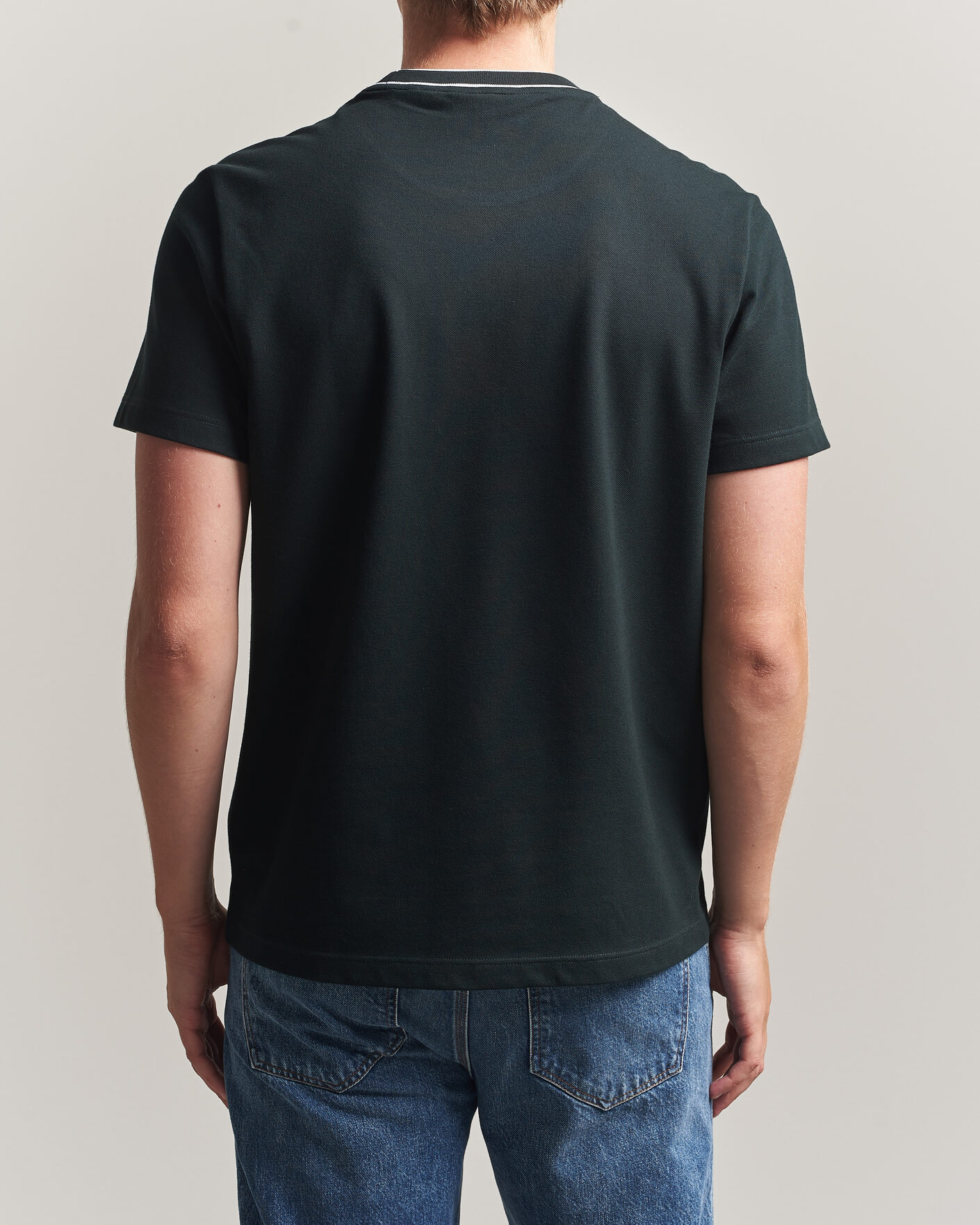 Herre | T-Shirts | Lacoste | Contrast Rib Piqué T-Shirt Dark Varech