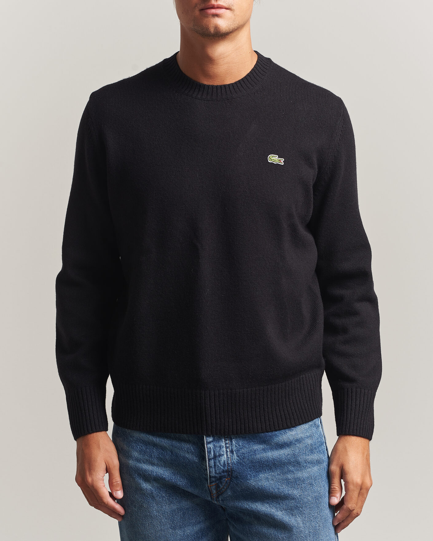 Herre | Trøjer | Lacoste | Carded Wool Crew Neck Black