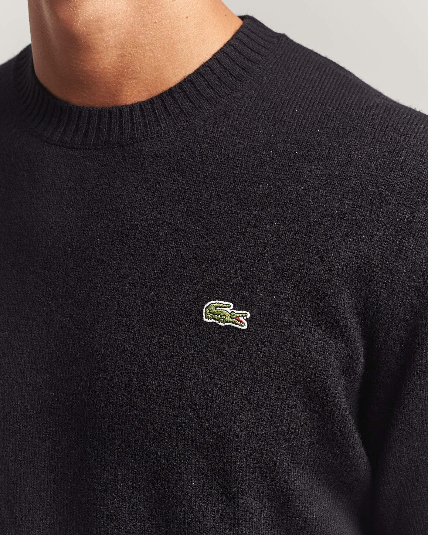 Herre | Trøjer | Lacoste | Carded Wool Crew Neck Black