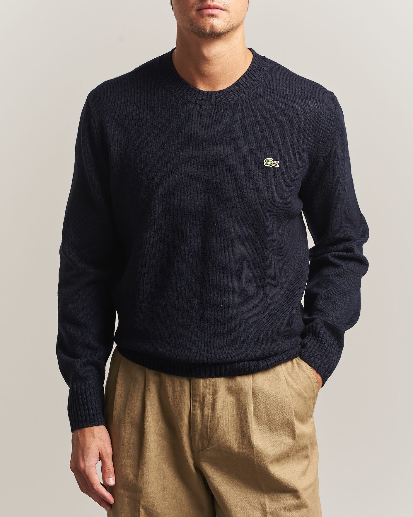 Herre | Trøjer | Lacoste | Carded Wool Crew Neck Navy Blue