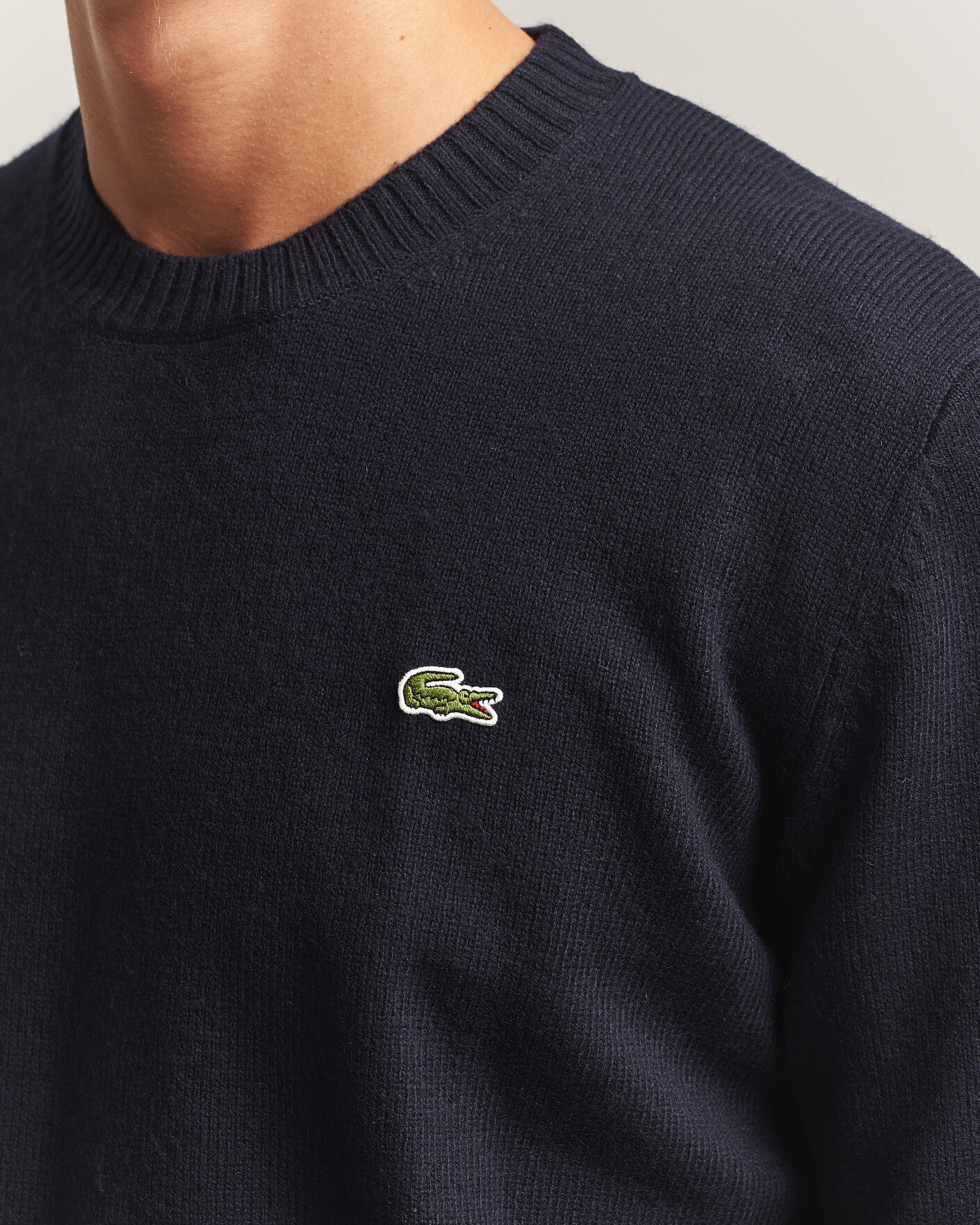 Herre | Trøjer | Lacoste | Carded Wool Crew Neck Navy Blue