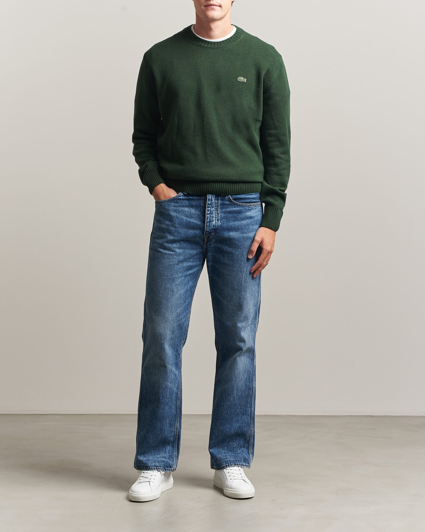 Herre | Trøjer | Lacoste | Carded Wool Crew Neck Sinople