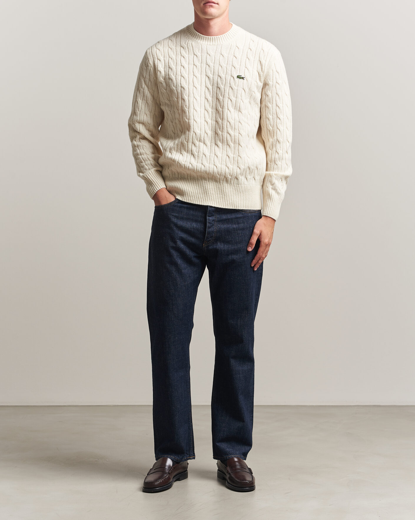 Herre | Trøjer | Lacoste | Carded Wool Cable Crew Neck Lapland