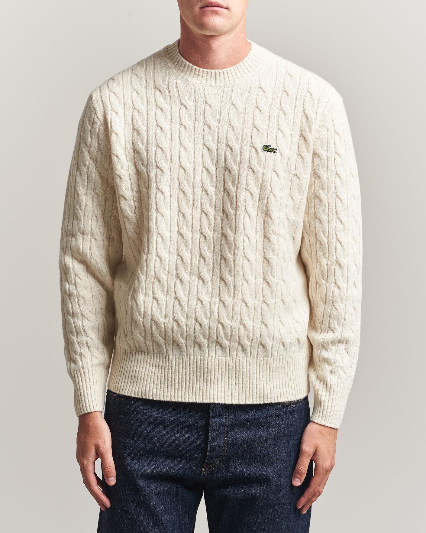 Herre | Trøjer | Lacoste | Carded Wool Cable Crew Neck Lapland