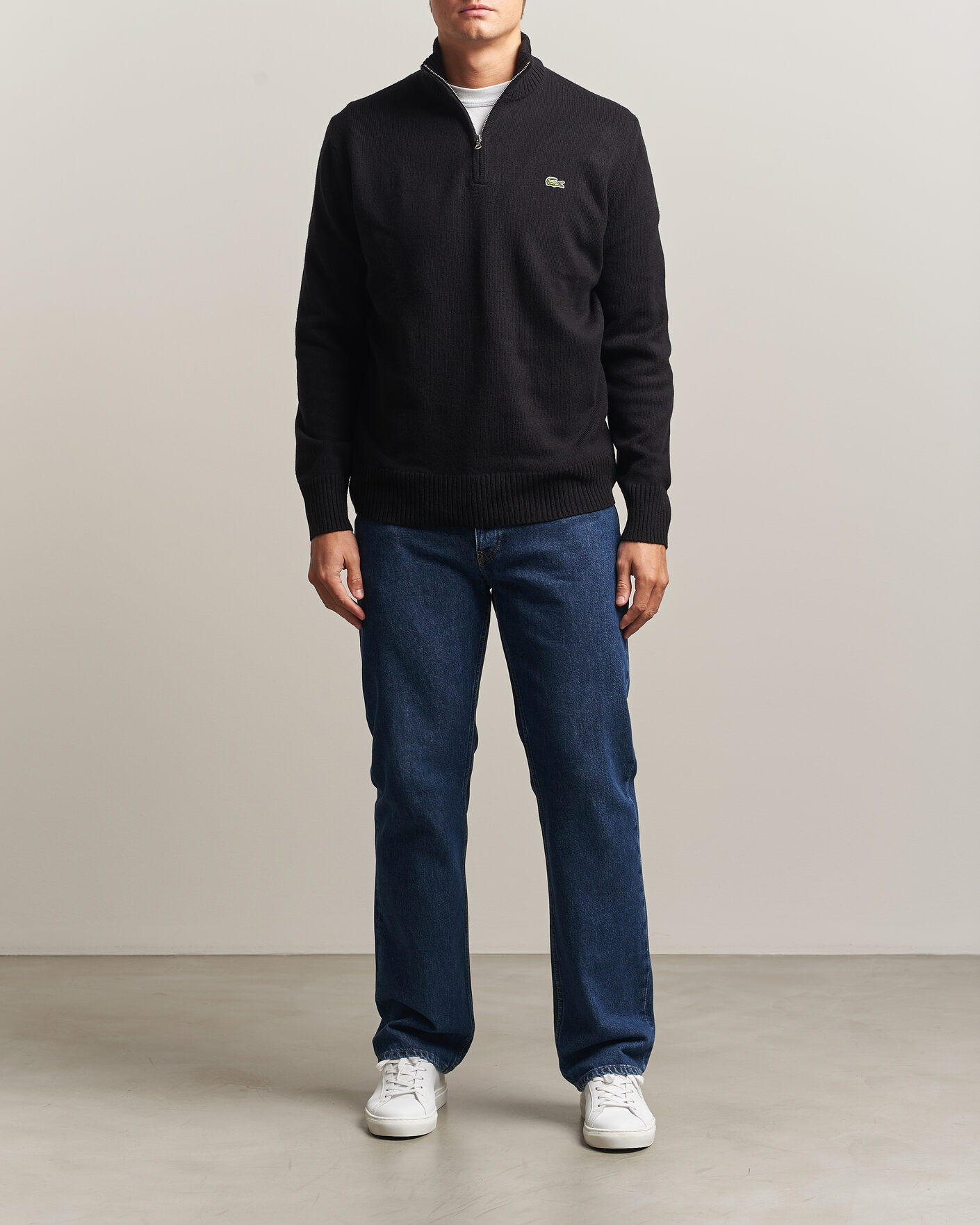Herre | Trøjer | Lacoste | Carded Wool Half Zip Black