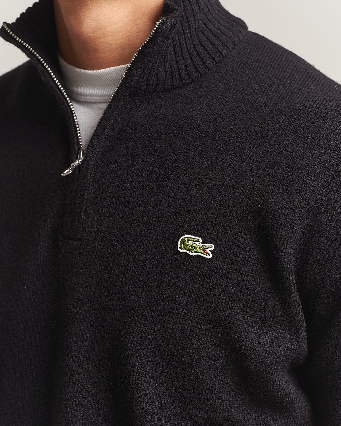 Herre | Trøjer | Lacoste | Carded Wool Half Zip Black
