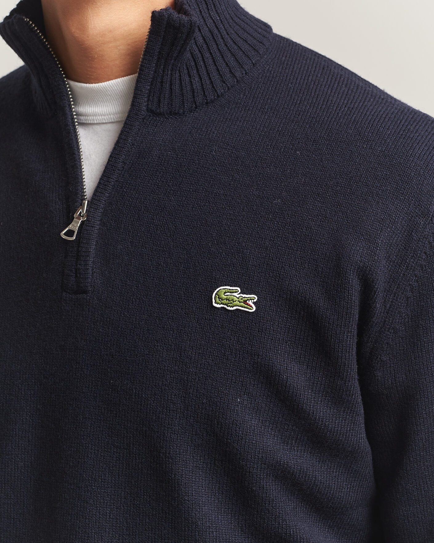 Herre | Trøjer | Lacoste | Carded Wool Half Zip Navy Blue