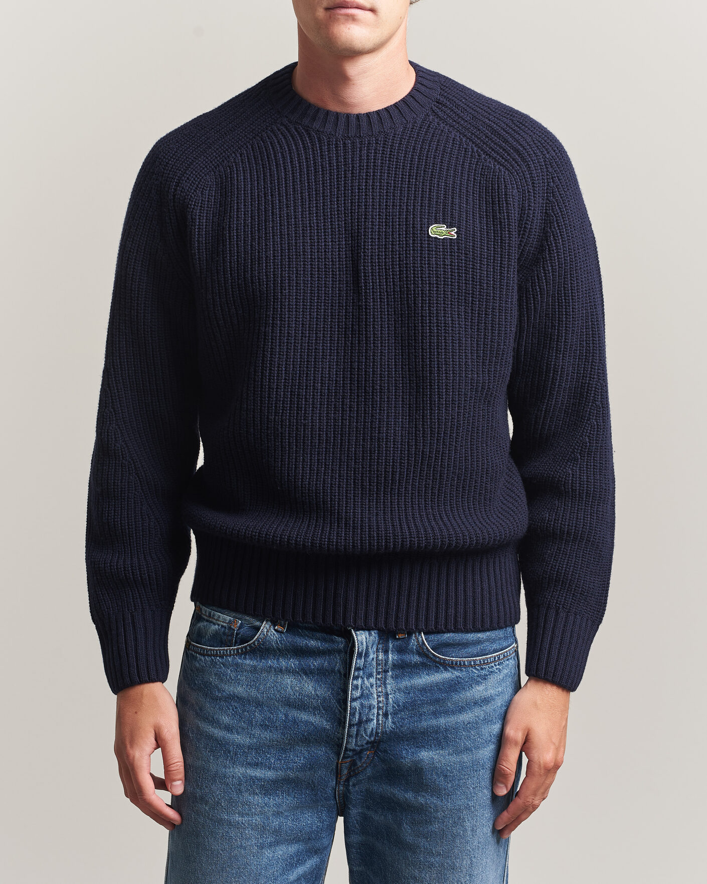 Herre | Trøjer | Lacoste | Heavy Wool Knitted Sweater Navy Blue