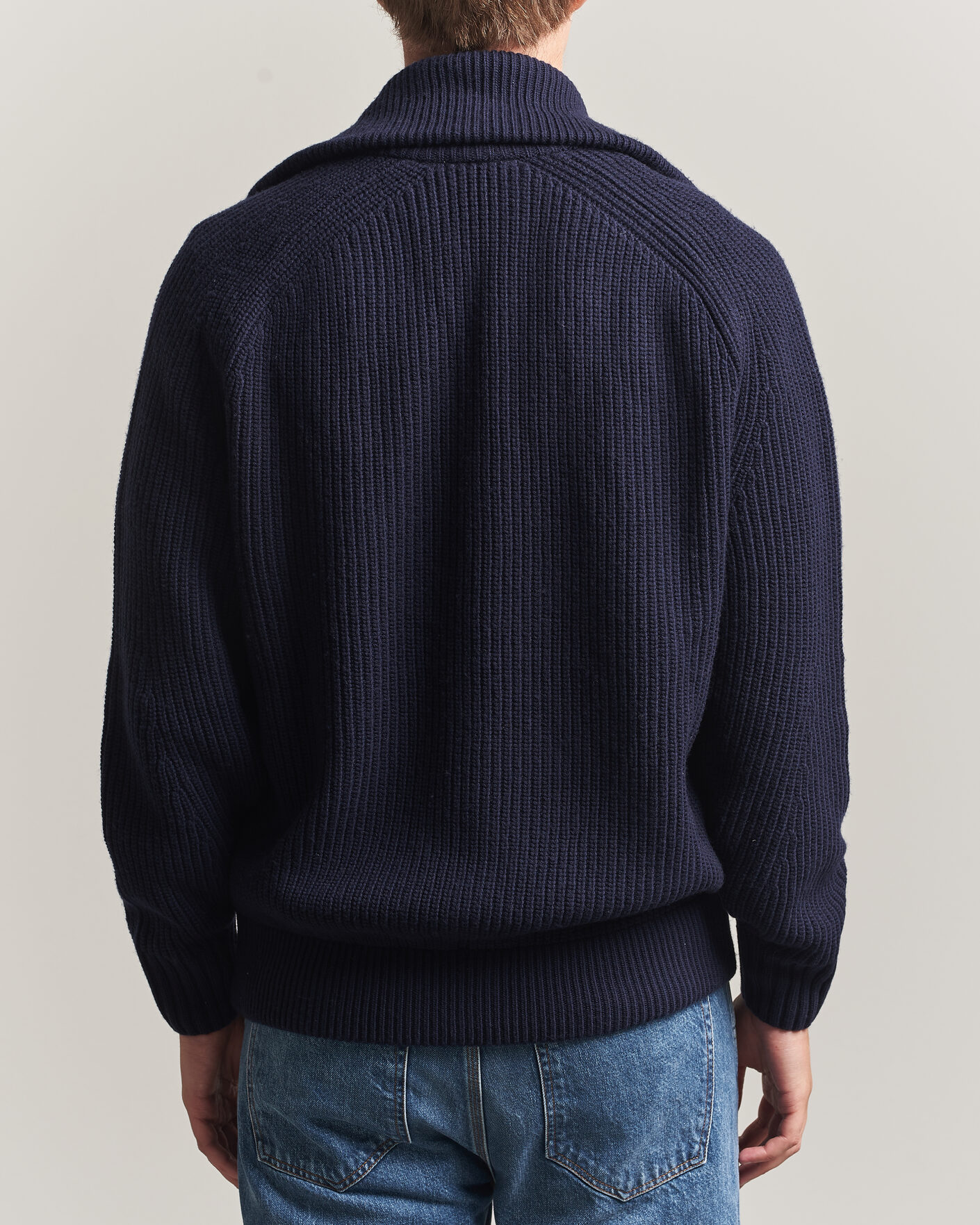 Herre | Trøjer | Lacoste | Heavy Wool Knitted Full Zip Navy Blue