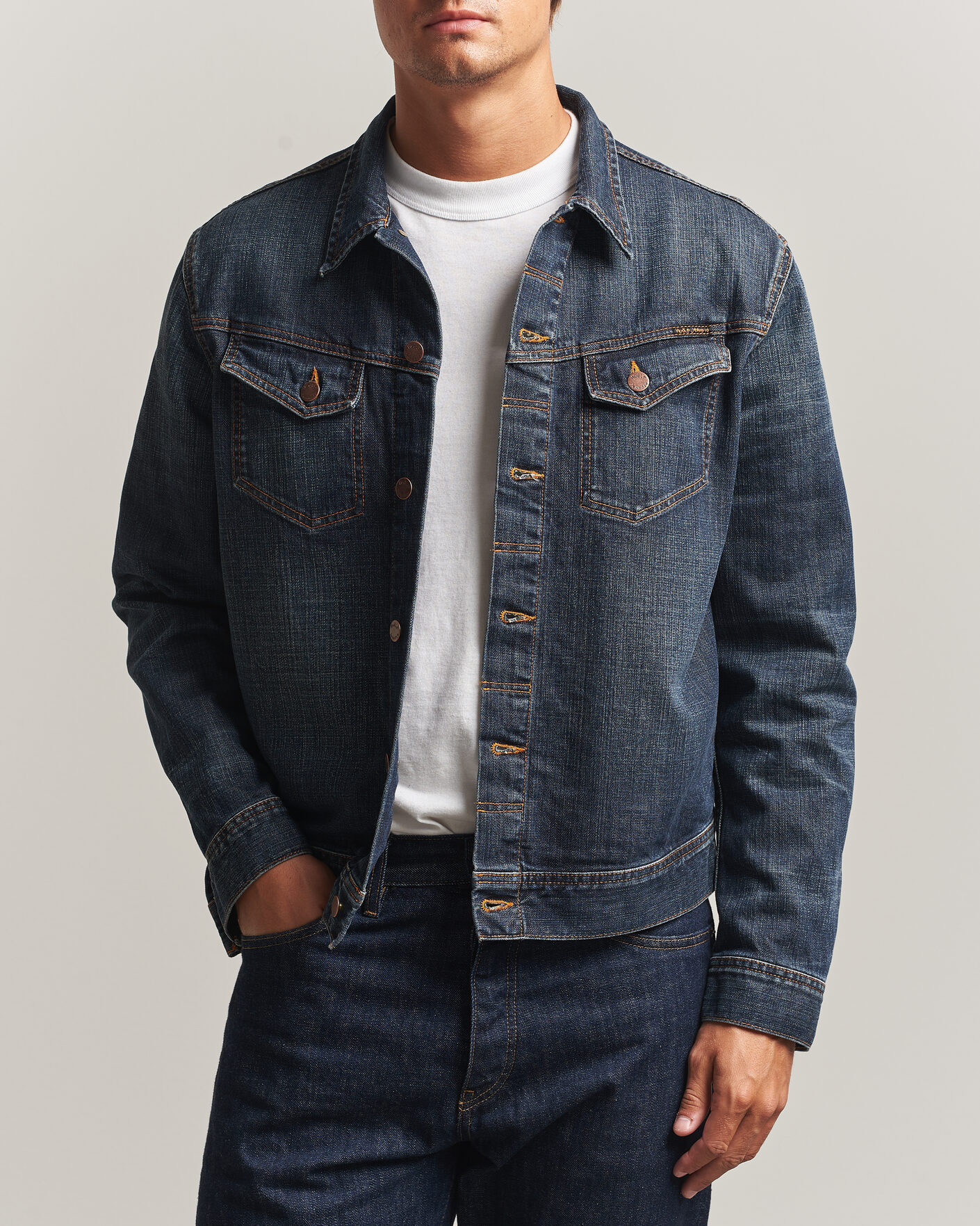Herre | Jakker | Nudie Jeans | Conny Denim Jacket Big Wave Blue