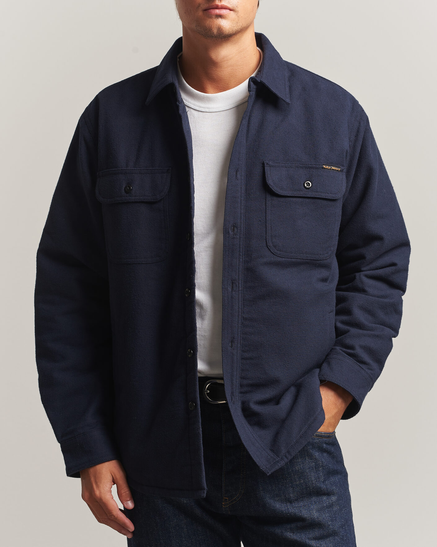 Herre | Skjorter | Nudie Jeans | Glenn Padded Overshirt Blueberry