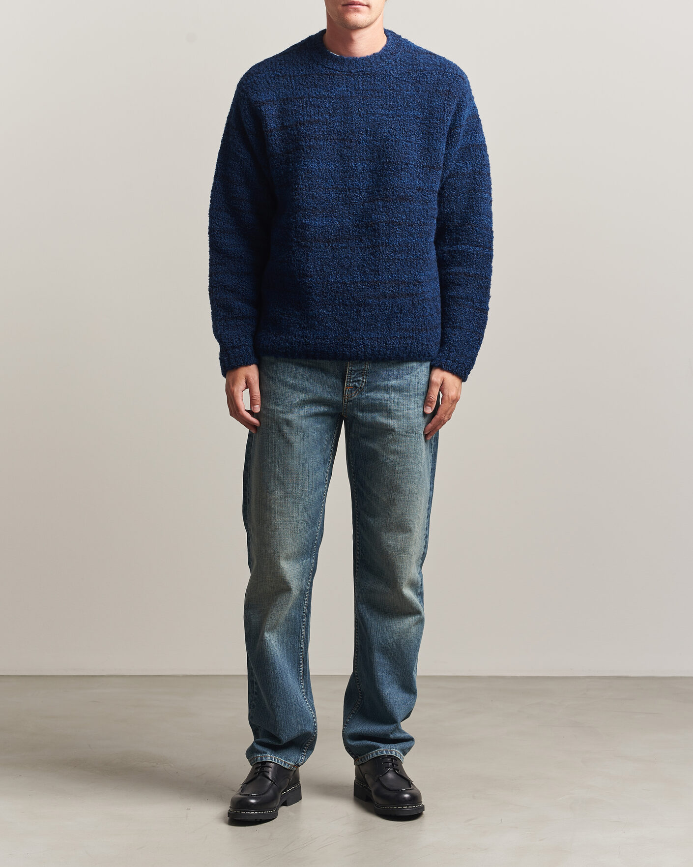 Herre | Trøjer | Nudie Jeans | Gurra Bouclé Knitted Sweater Blue Multi