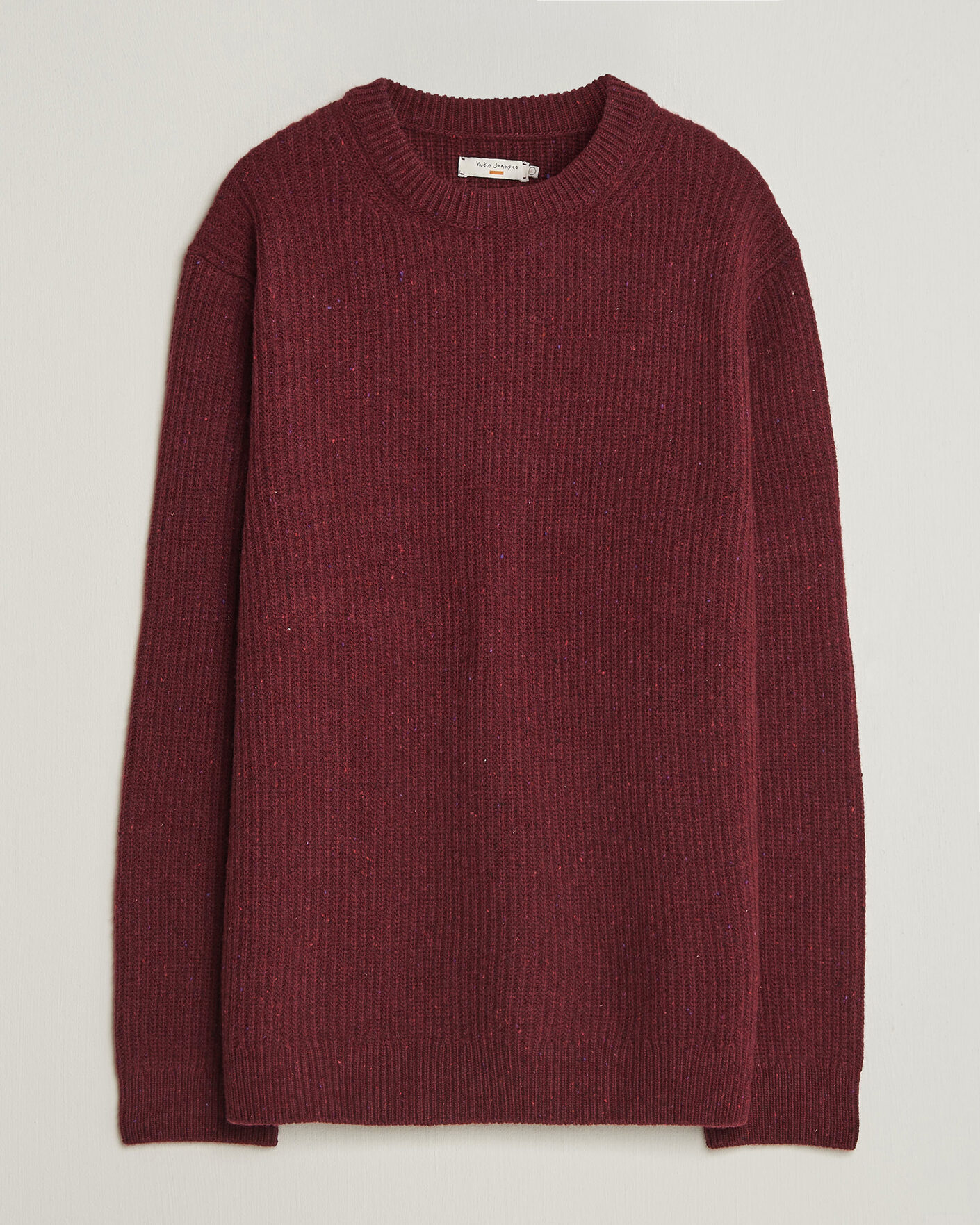 Herre | Trøjer | Nudie Jeans | August Wool Rib Knitted Sweater Burgundy