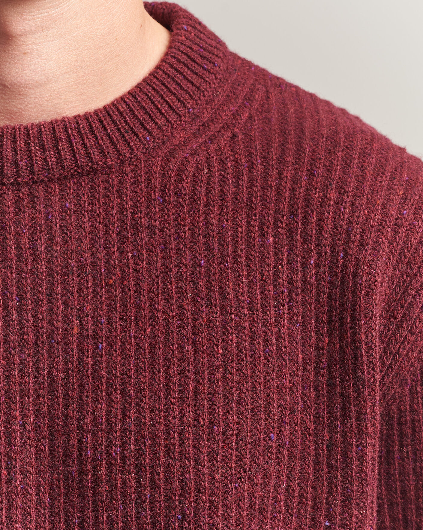 Herre | Trøjer | Nudie Jeans | August Wool Rib Knitted Sweater Burgundy