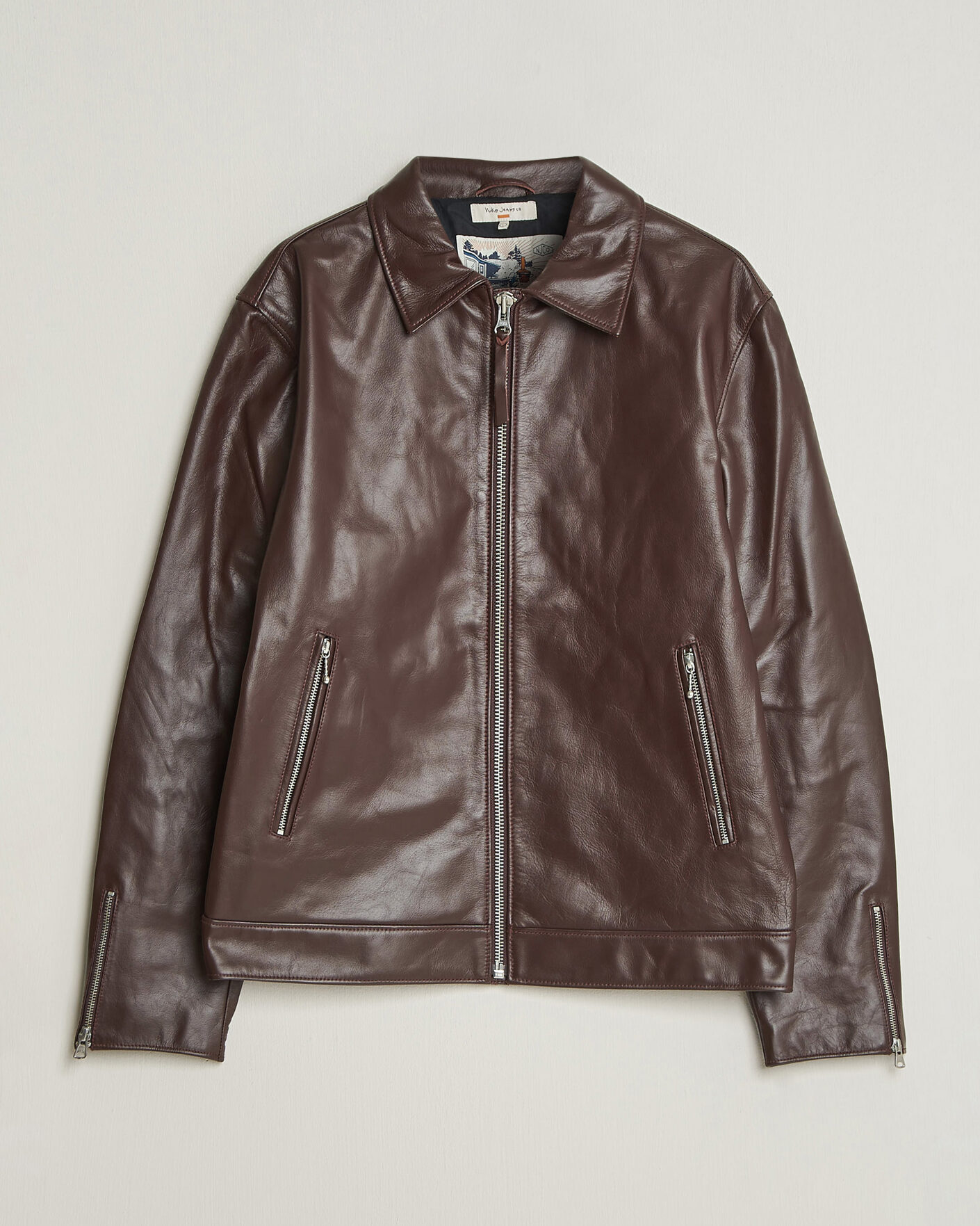 Herre | Jakker | Nudie Jeans | Eddy Rider Leather Jacket Burgundy Brown