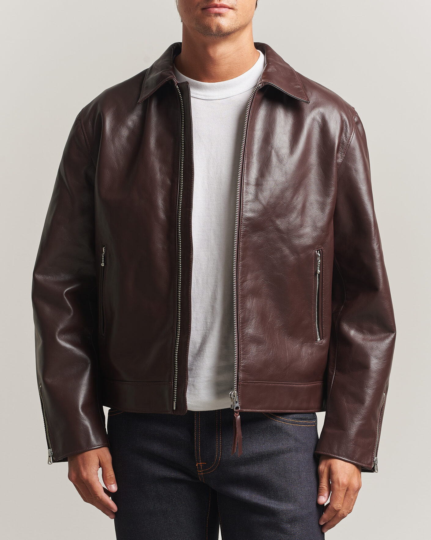 Herre | Jakker | Nudie Jeans | Eddy Rider Leather Jacket Burgundy Brown