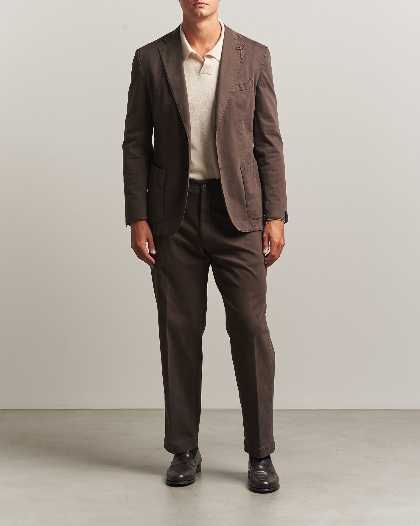 Herre | Blazere & jakker | Santaniello | Washed Cotton Patch Pocket Blazer Brown