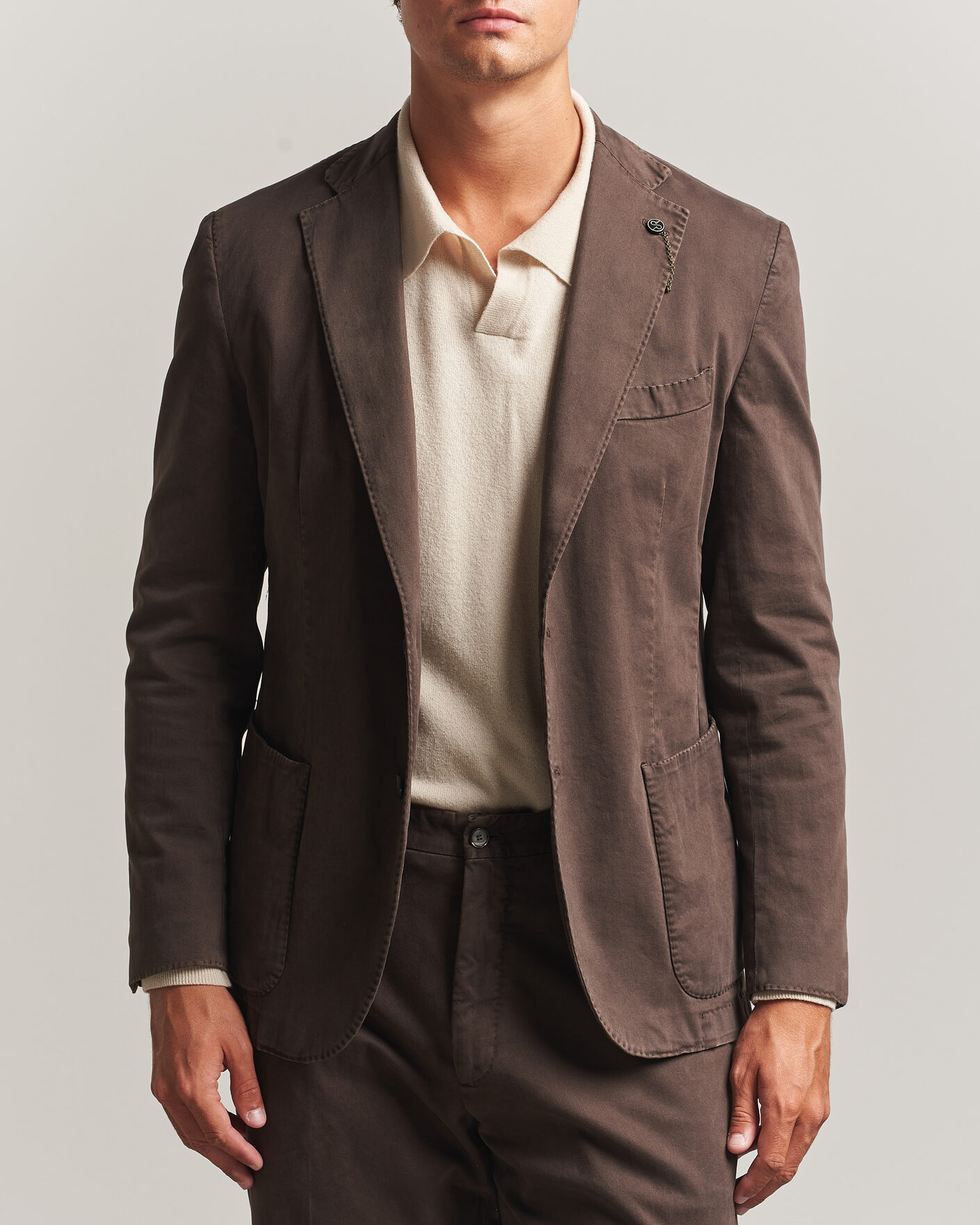Herre | Blazere & jakker | Santaniello | Washed Cotton Patch Pocket Blazer Brown