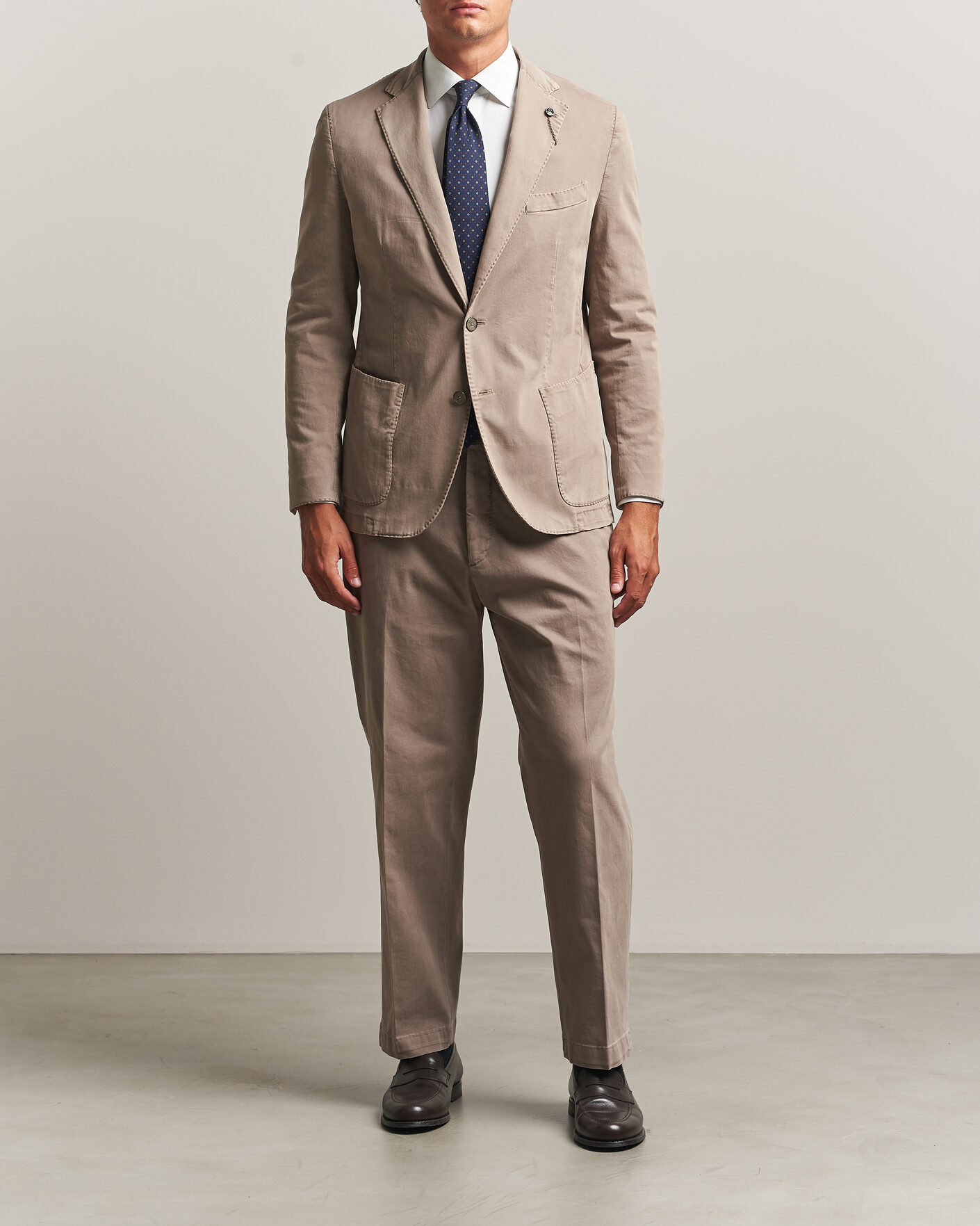 Herre | Blazere & jakker | Santaniello | Washed Cotton Patch Pocket Blazer Taupe