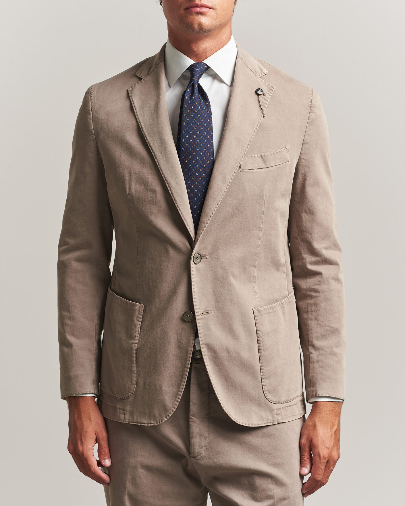 Herre | Blazere & jakker | Santaniello | Washed Cotton Patch Pocket Blazer Taupe