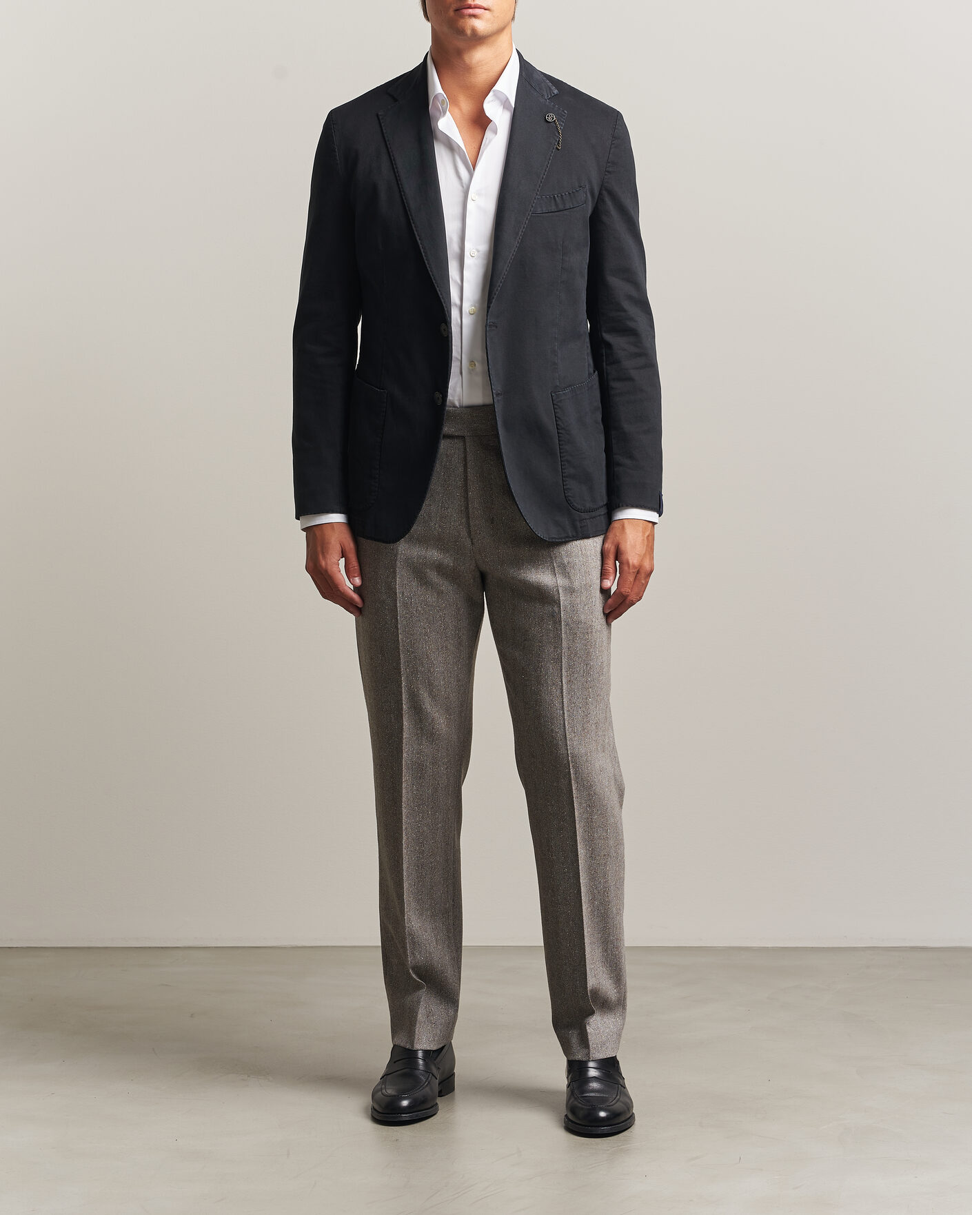 Herre | Blazere & jakker | Santaniello | Washed Cotton Patch Pocket Blazer Black