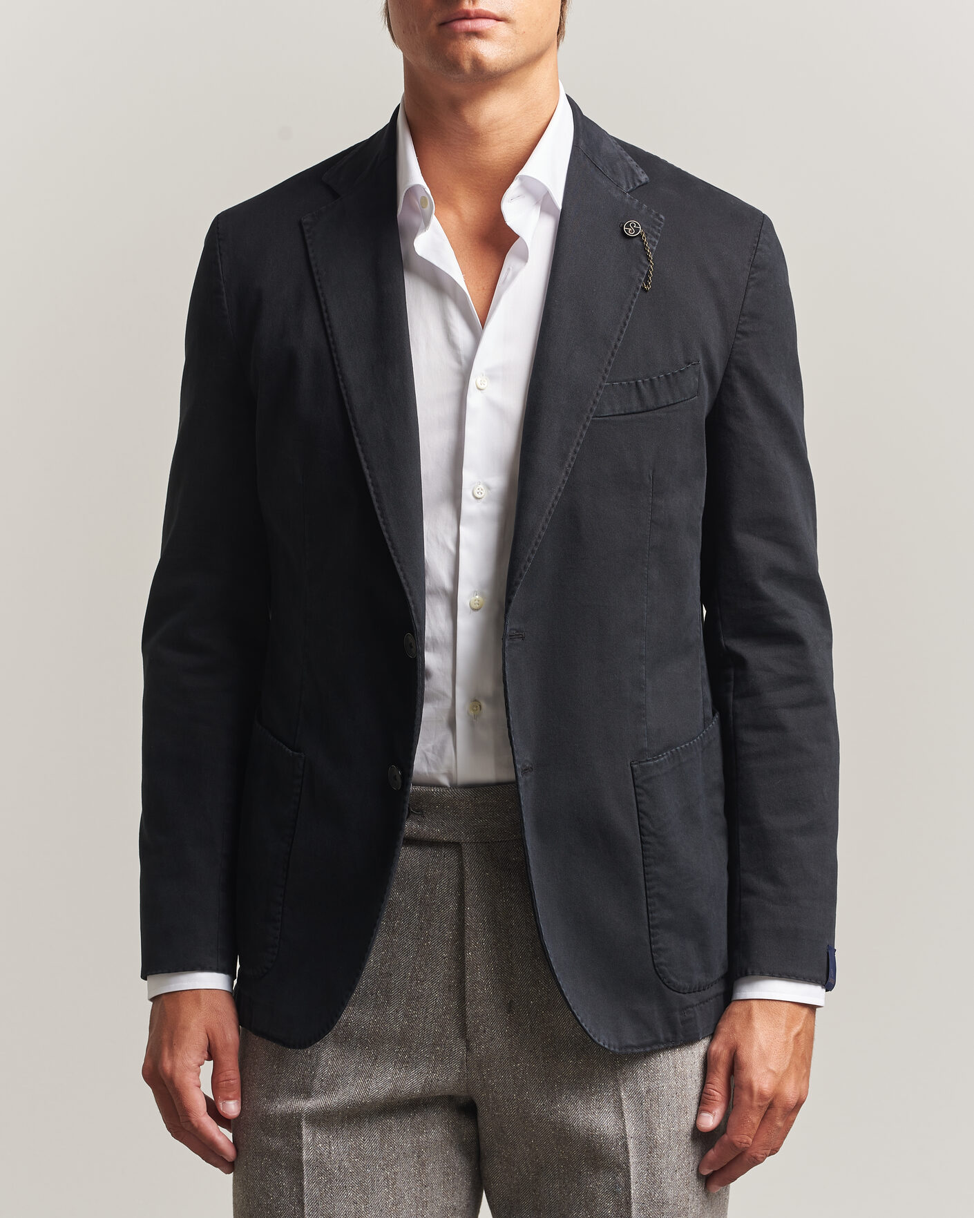 Herre | Blazere & jakker | Santaniello | Washed Cotton Patch Pocket Blazer Black