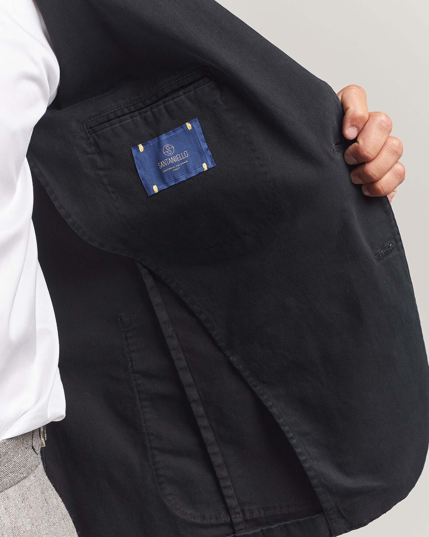 Herre | Blazere & jakker | Santaniello | Washed Cotton Patch Pocket Blazer Black