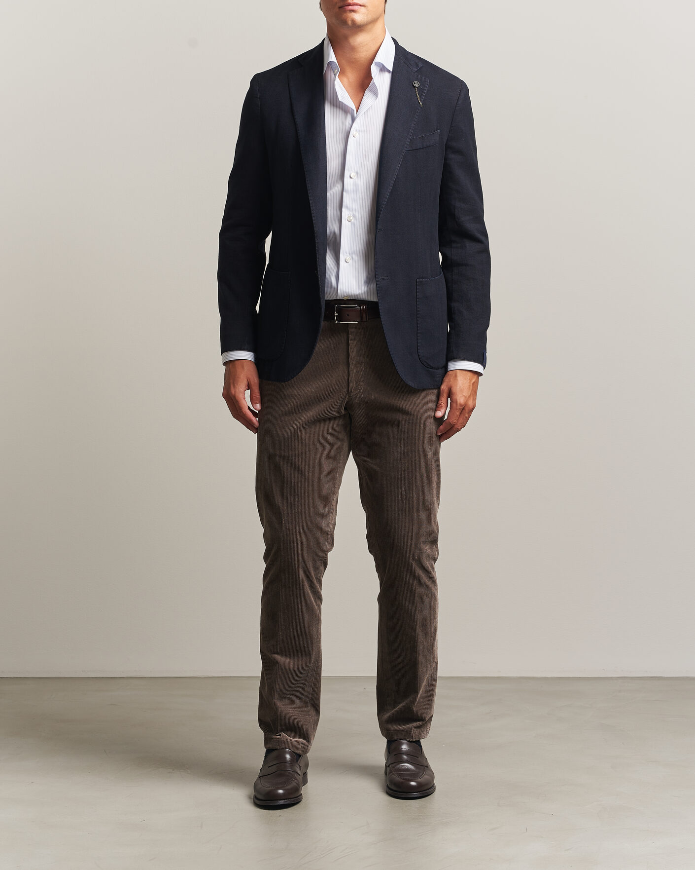 Herre | Blazere & jakker | Santaniello | Soft Touch Cotton Herringbone Blazer Navy