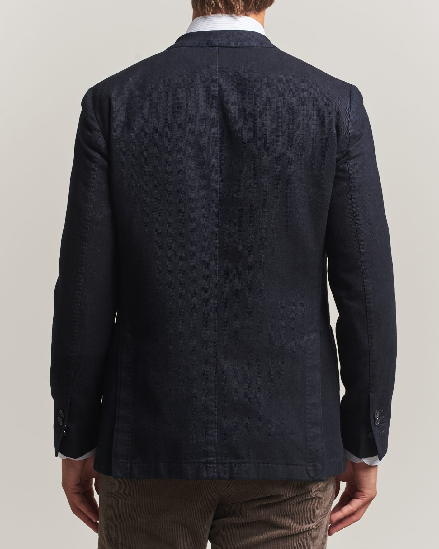 Herre | Blazere & jakker | Santaniello | Soft Touch Cotton Herringbone Blazer Navy