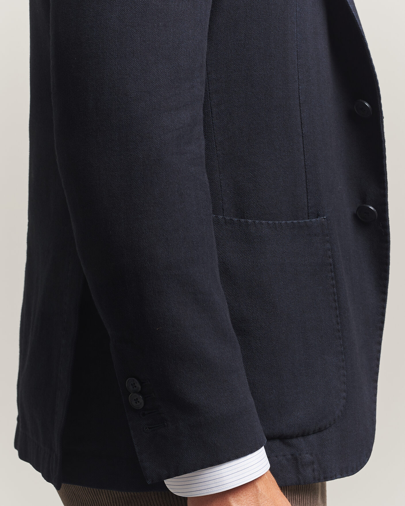 Herre | Blazere & jakker | Santaniello | Soft Touch Cotton Herringbone Blazer Navy