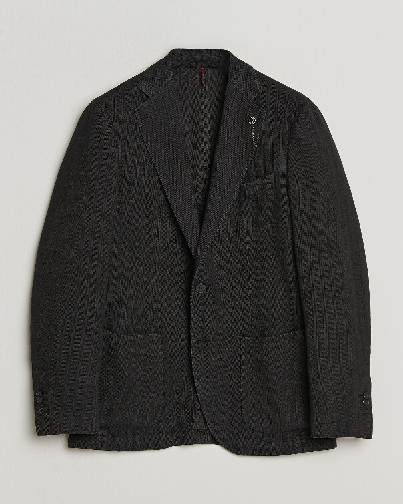 Herre | Blazere & jakker | Santaniello | Soft Touch Cotton Herringbone Blazer Black