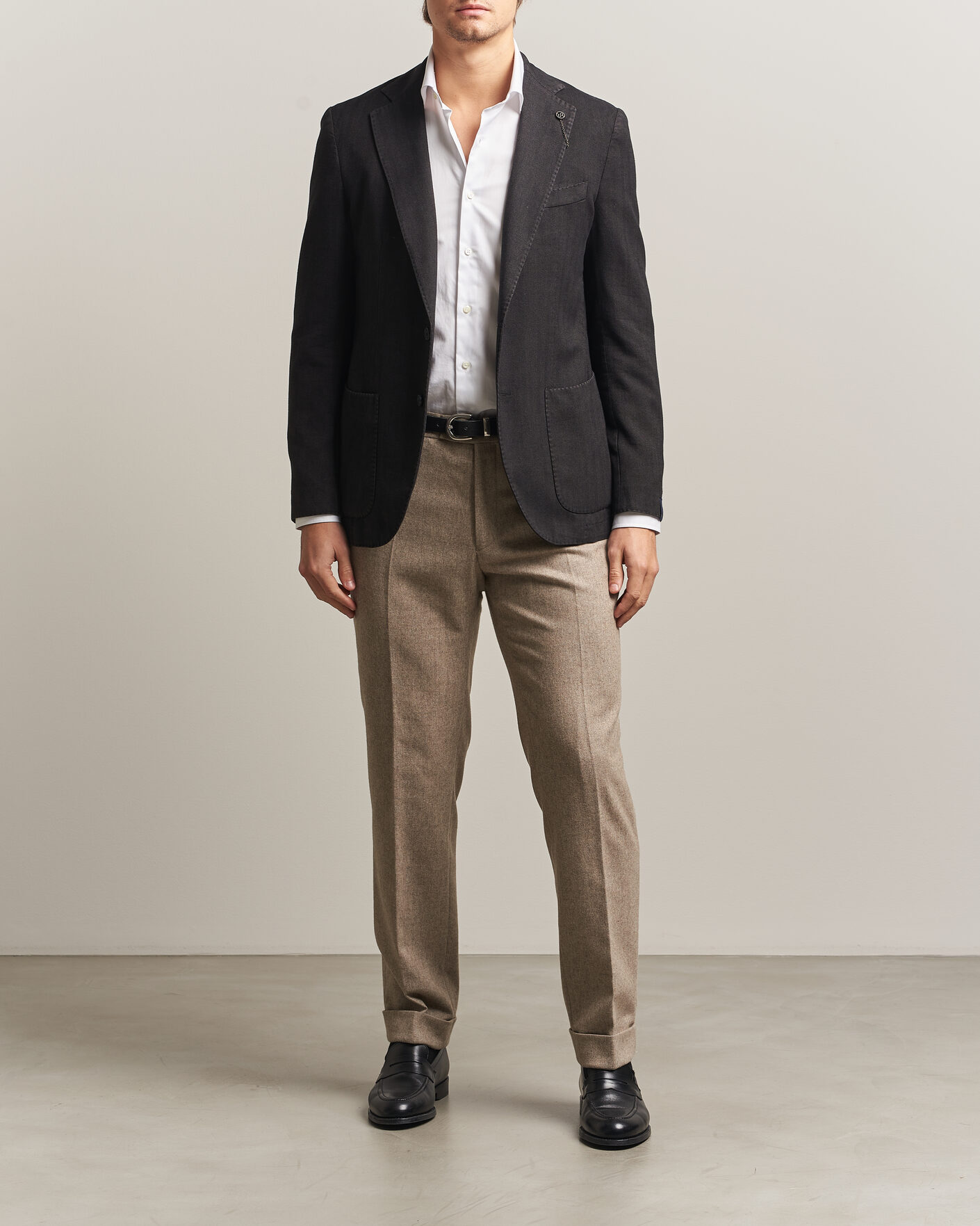 Herre | Blazere & jakker | Santaniello | Soft Touch Cotton Herringbone Blazer Black
