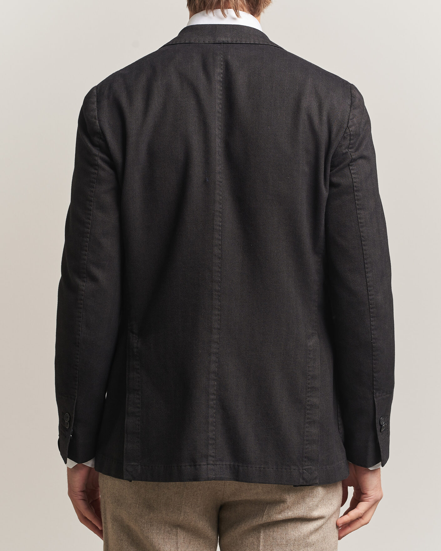 Herre | Blazere & jakker | Santaniello | Soft Touch Cotton Herringbone Blazer Black