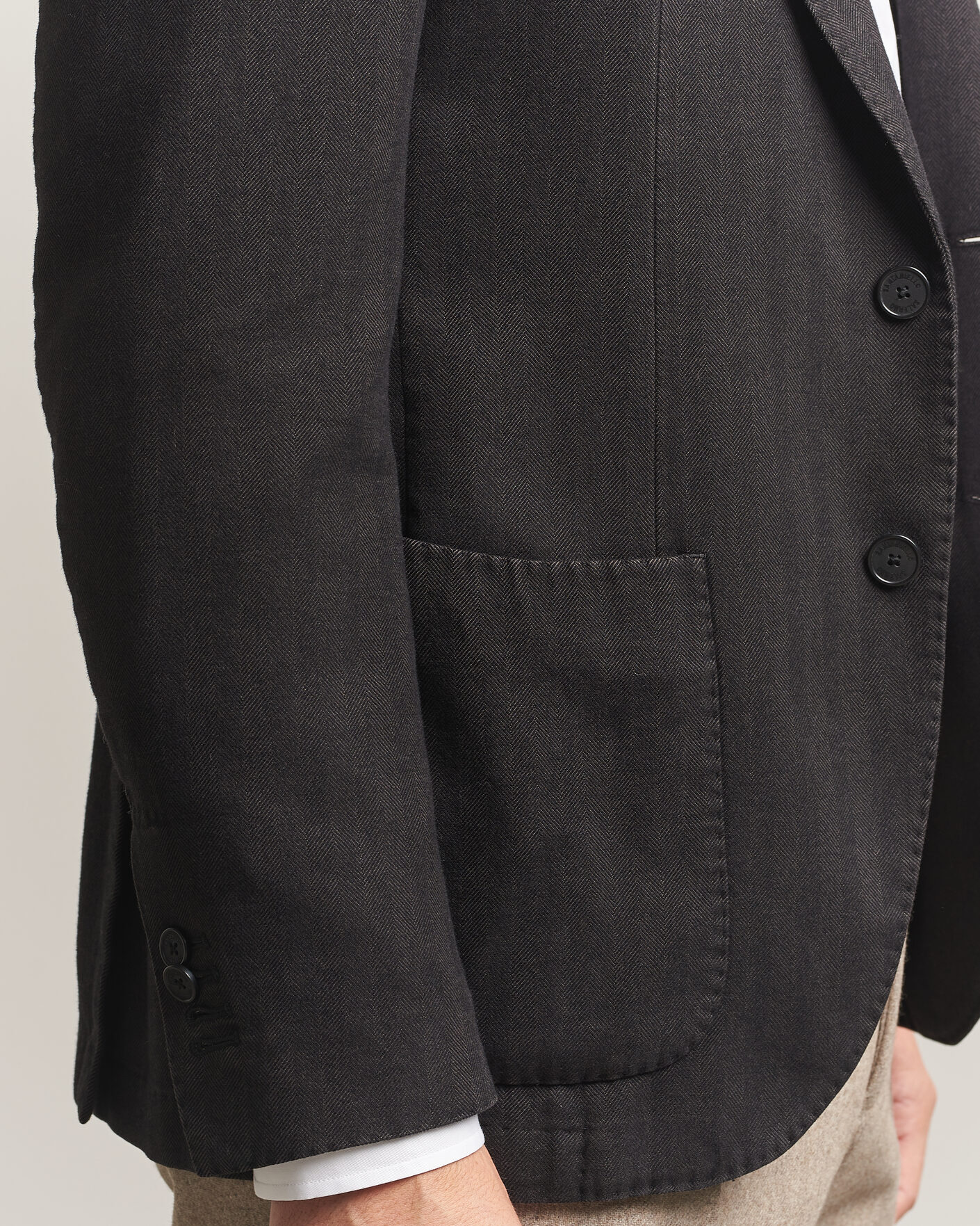 Herre | Blazere & jakker | Santaniello | Soft Touch Cotton Herringbone Blazer Black
