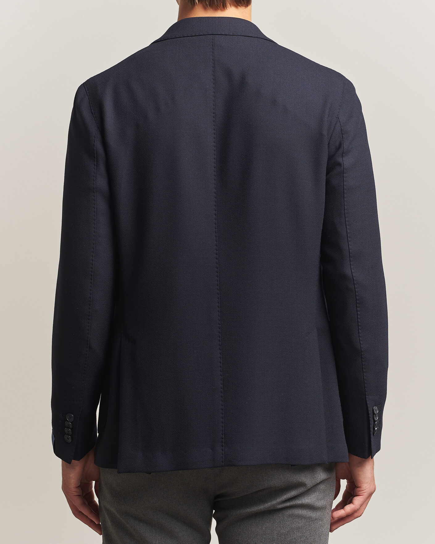 Herre | Blazere & jakker | Santaniello | Wool Mini Hopsack Blazer Navy