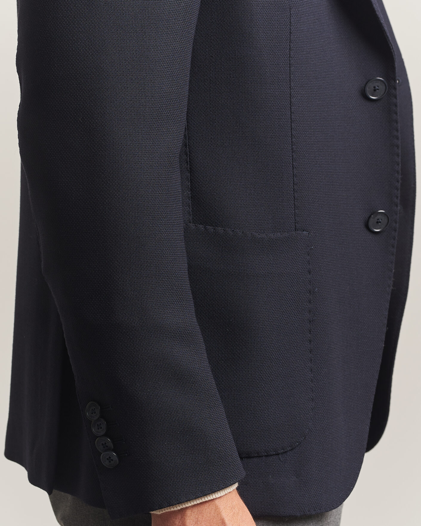 Herre | Blazere & jakker | Santaniello | Wool Mini Hopsack Blazer Navy