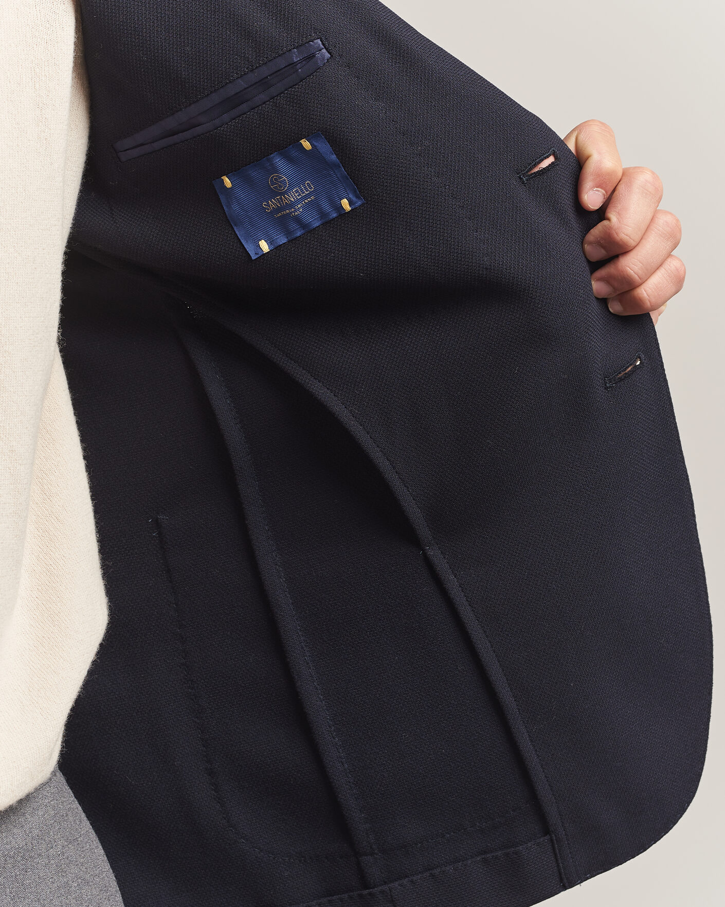 Herre | Blazere & jakker | Santaniello | Wool Mini Hopsack Blazer Navy