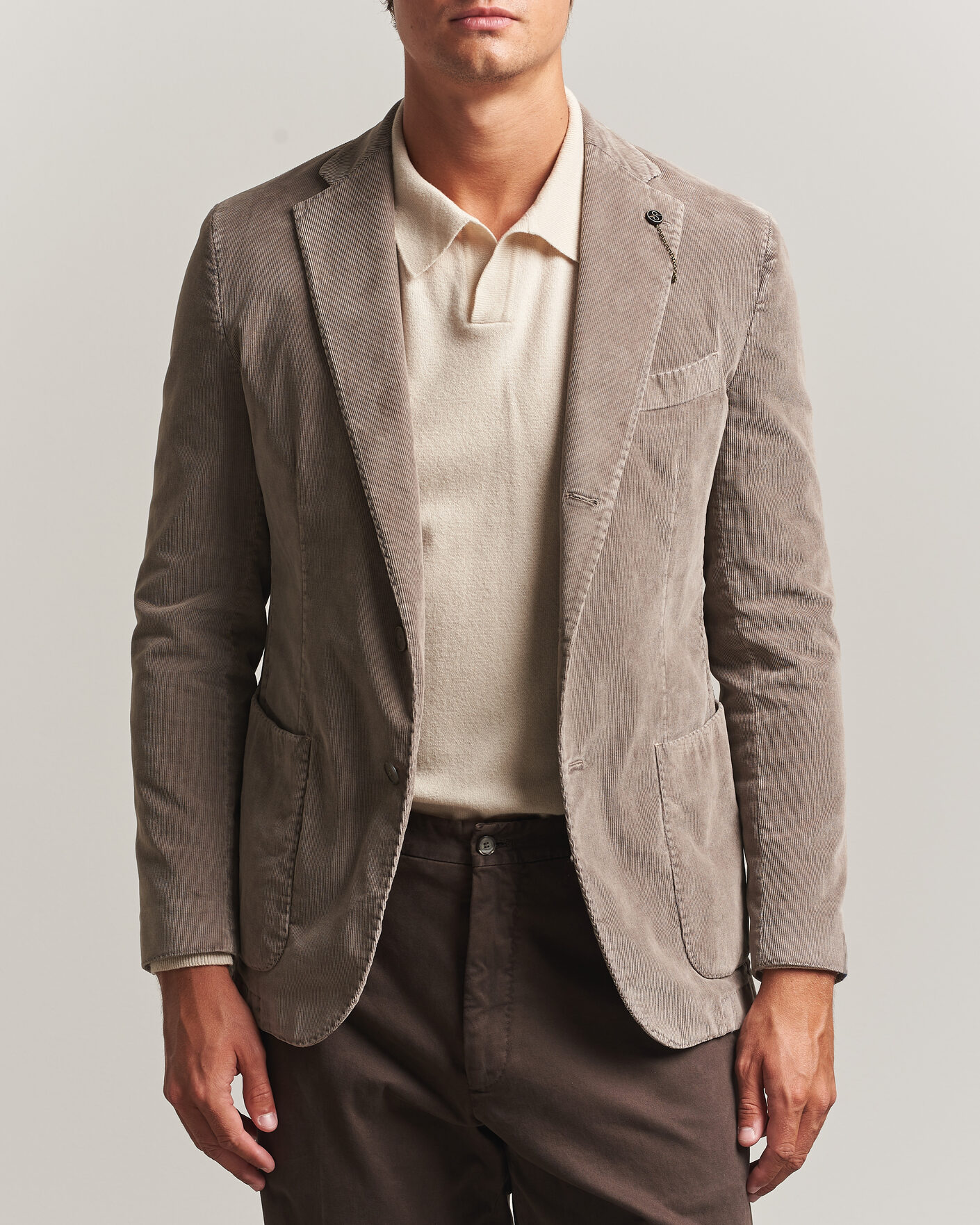 Herre | Blazere & jakker | Santaniello | Corduroy Patch Pocket Blazer Taupe