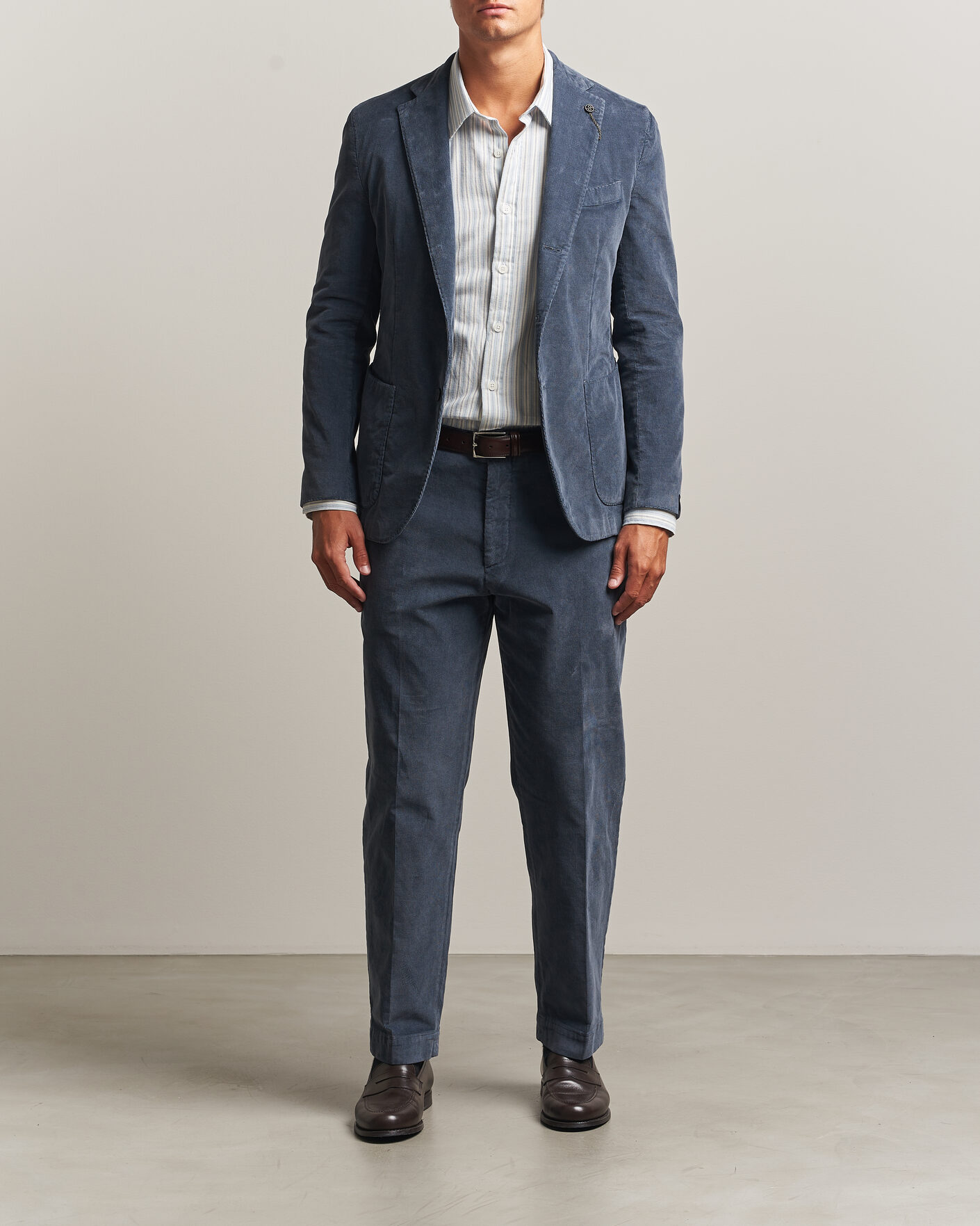 Herre | Bukser | Santaniello | Corduroy Trousers Iron Blue