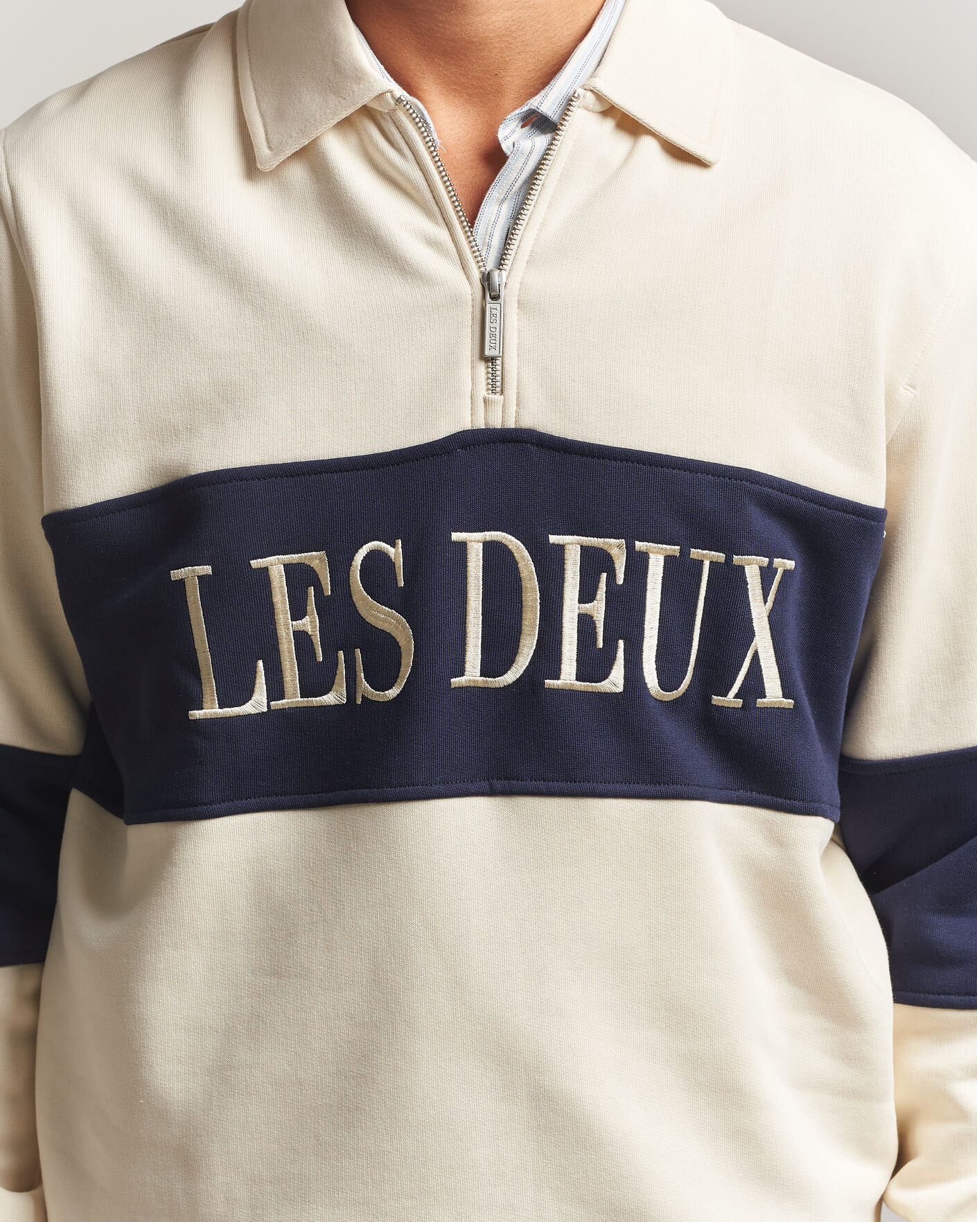 Herre | Trøjer | LES DEUX | Zipper Rugby Sweatshirt Ivory
