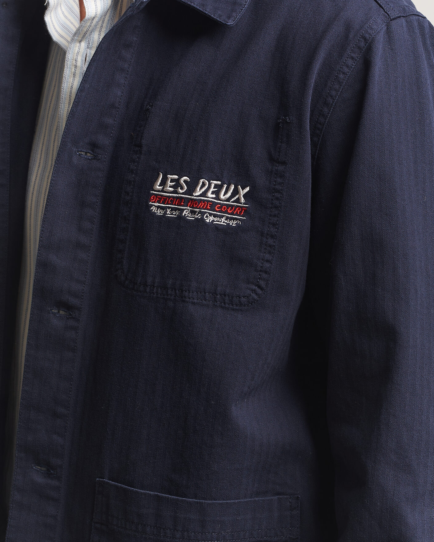 Herre | Skjorter | LES DEUX | Herringbone Artist Overshirt Dark Navy