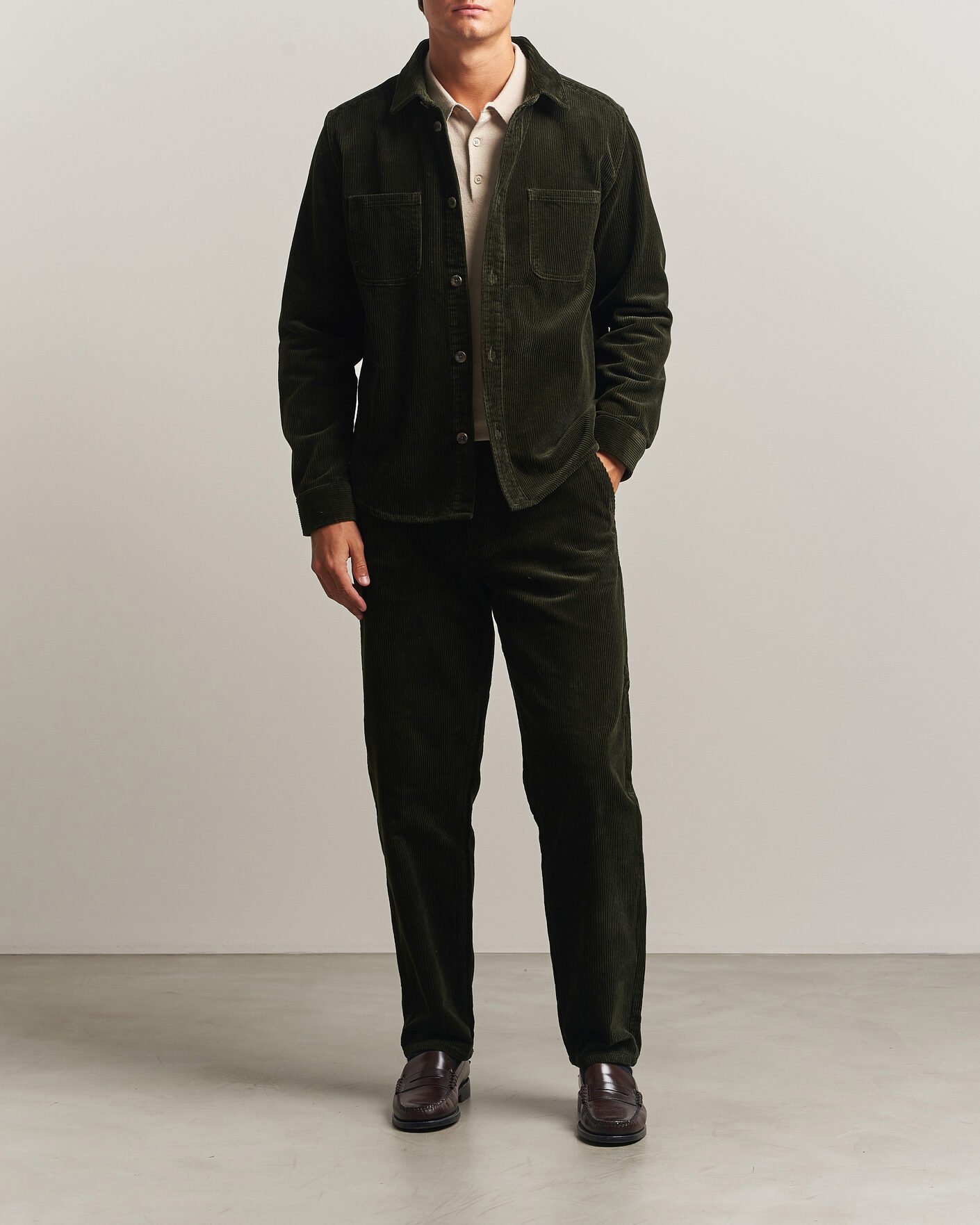 Herre | Bukser | LES DEUX | Corduroy Tapered Pants Rosin Green