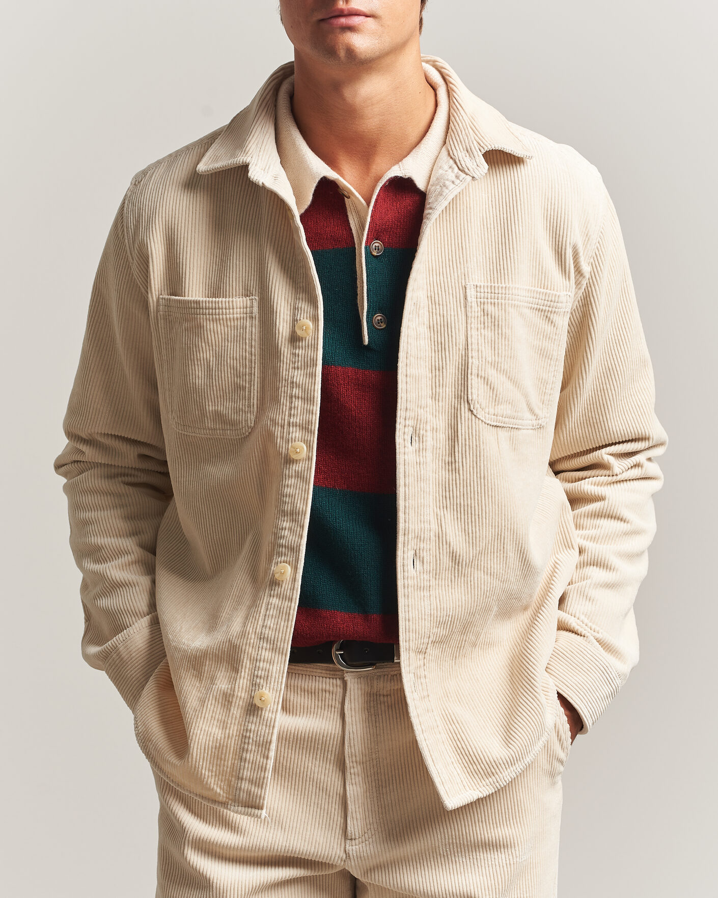 Herre | Skjorter | LES DEUX | Corduroy Overshirt Ivory