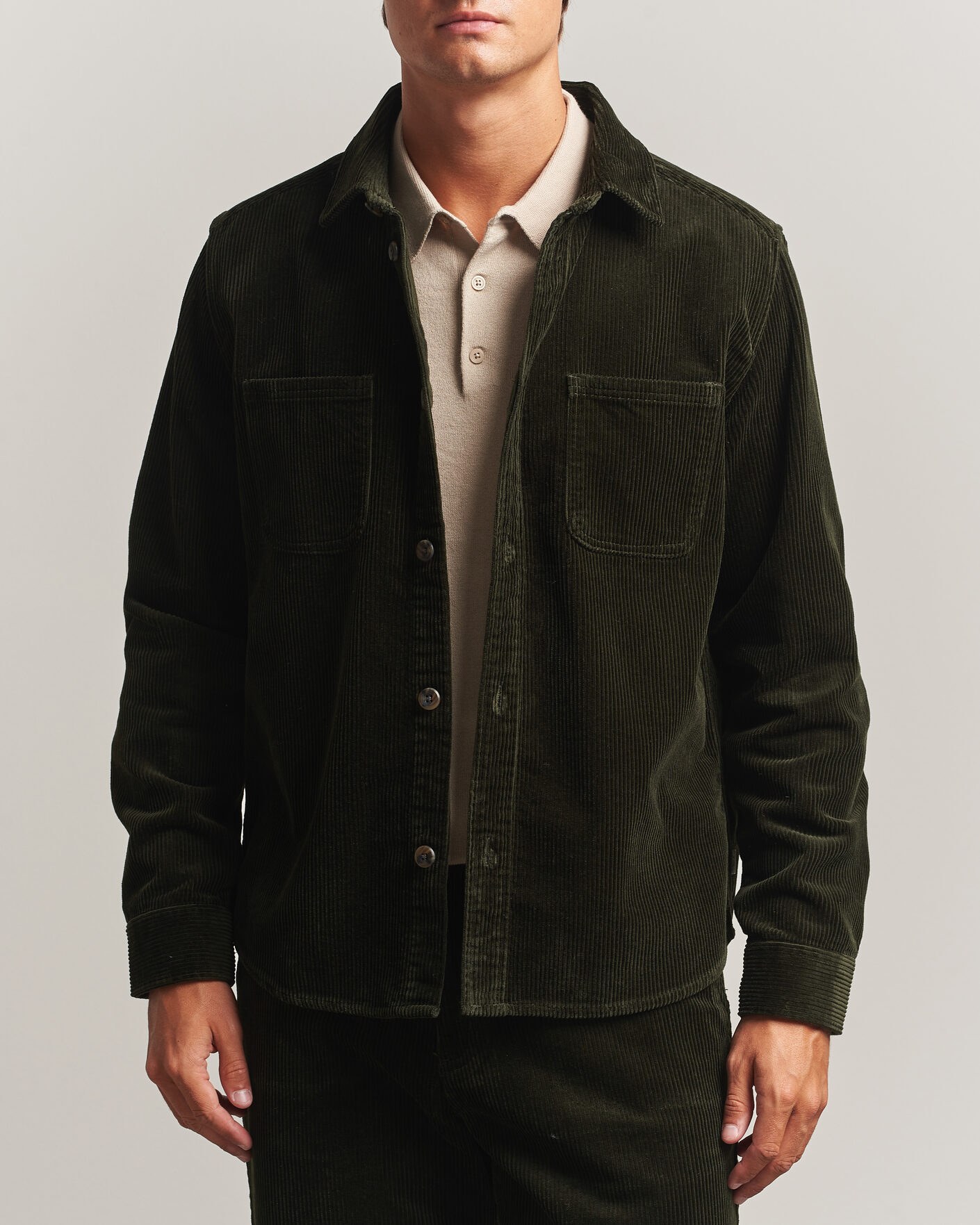Herre | Skjorter | LES DEUX | Corduroy Overshirt Rosin Green