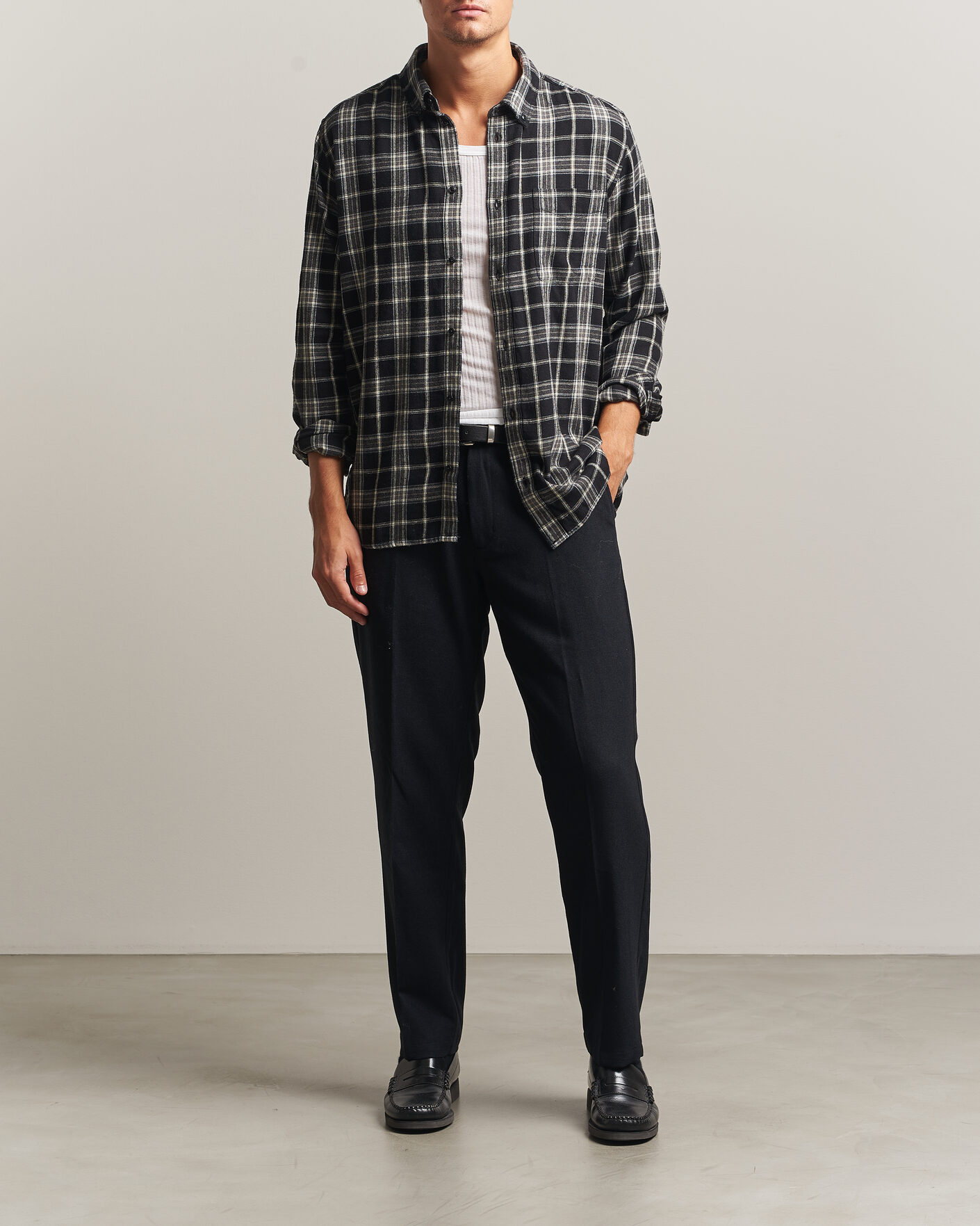 Herre | Skjorter | LES DEUX | Vintage Check Shirt Black