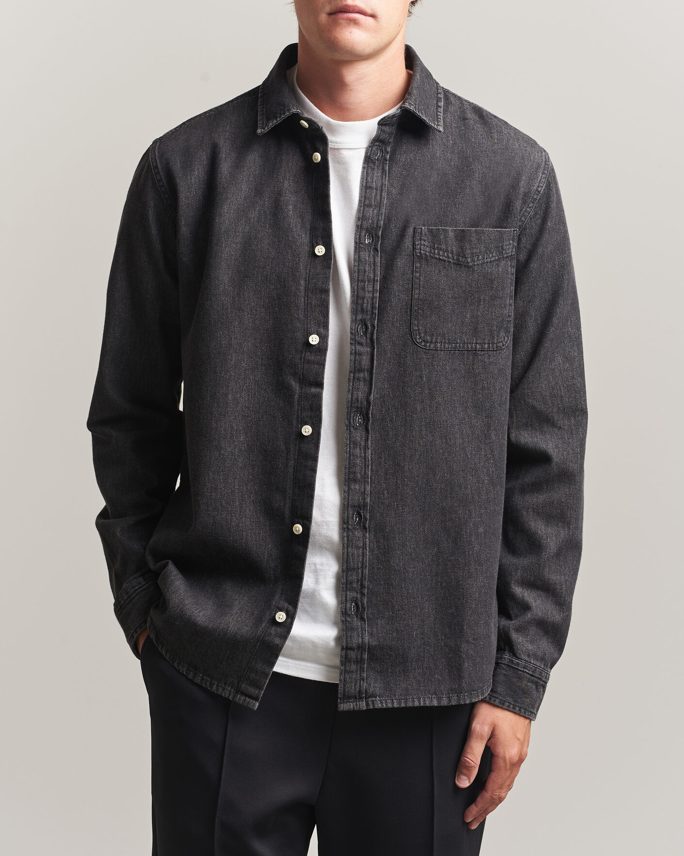 Herre | Skjorter | LES DEUX | Denim Shirt Black Wash