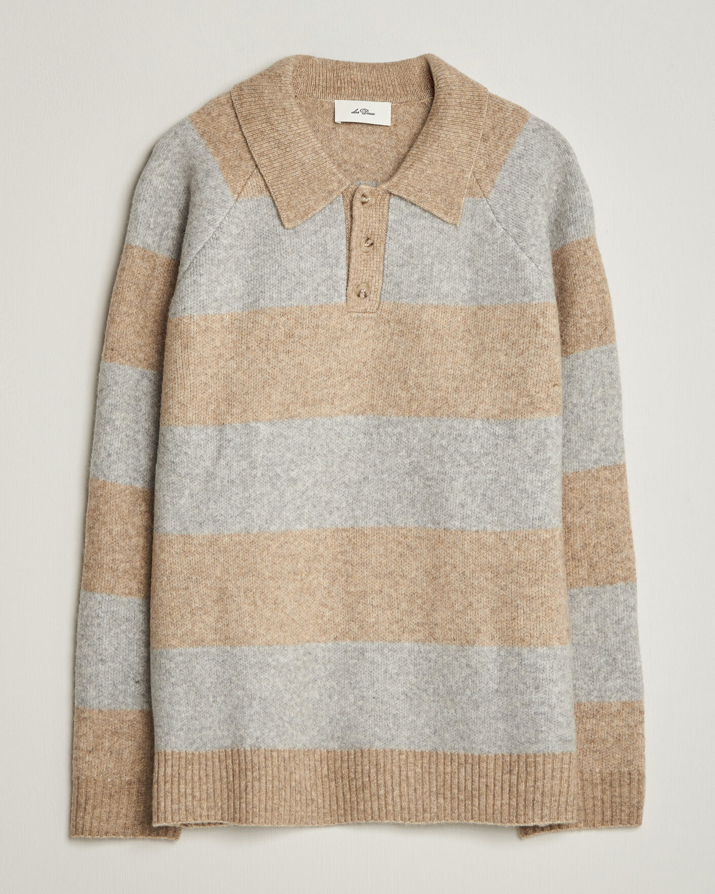 Herre | Trøjer | LES DEUX | Striped Melange Knit Polo Light Sand Melange