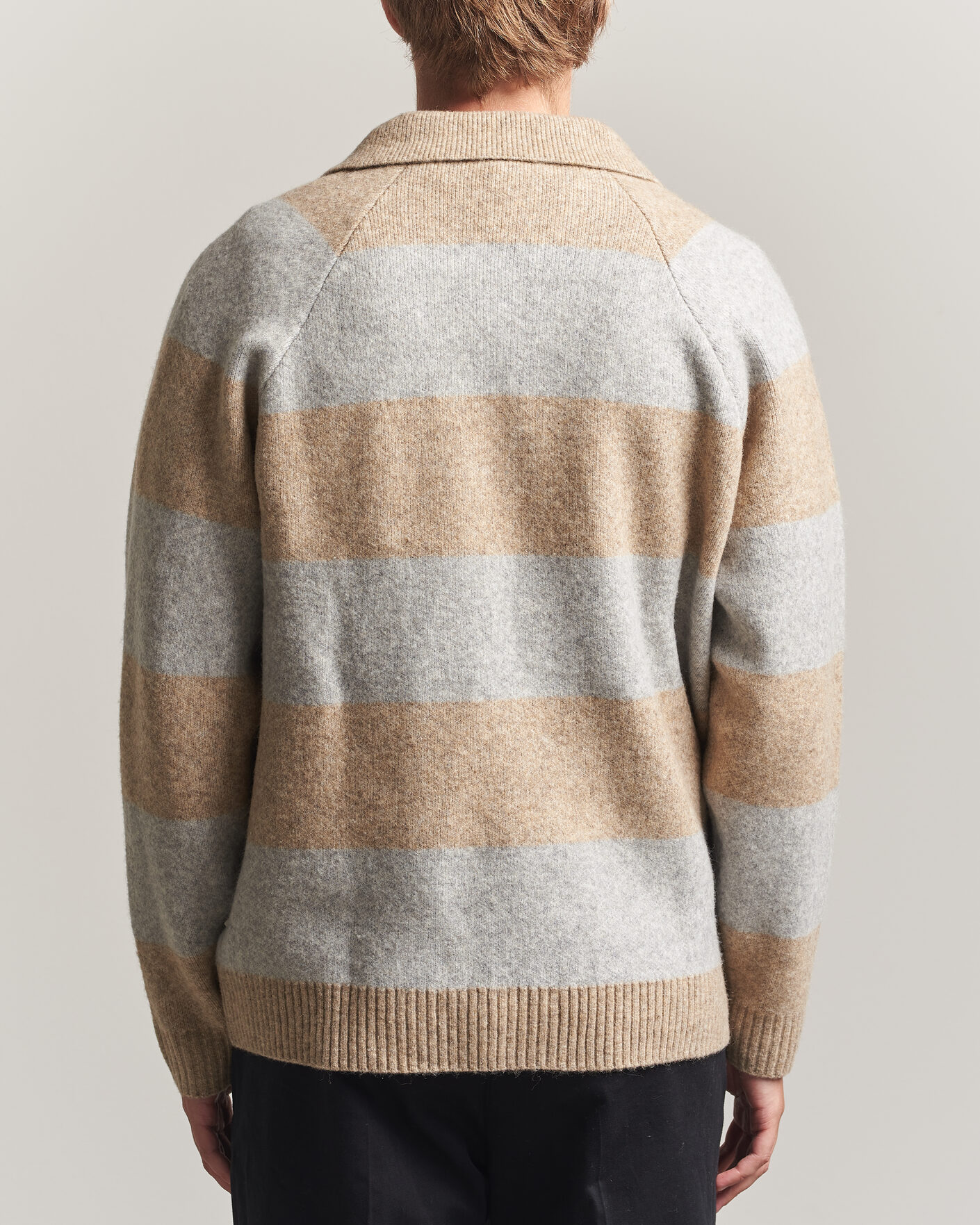 Herre | Trøjer | LES DEUX | Striped Melange Knit Polo Light Sand Melange